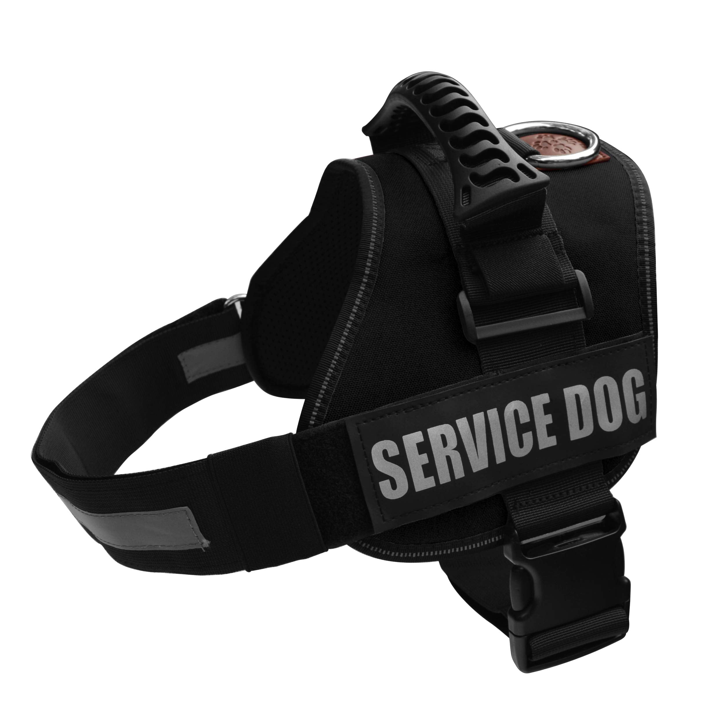 Albcorp Service Dog Vest Harness - Reflective - Woven Polyester And Nylon, Comfy Mesh Padding - Sizes From Xxs To Xl - Service Dog Patches Included. Black, Extra Large