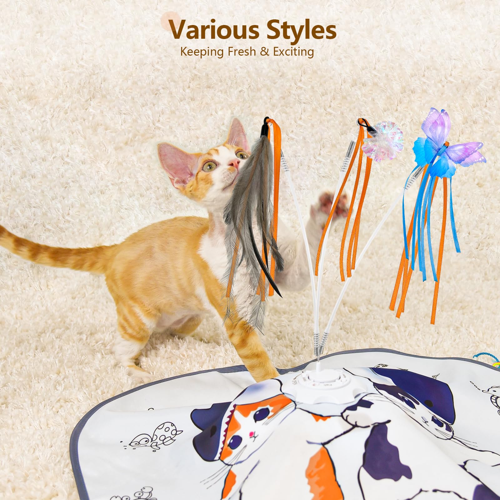 Orsda Interactive Cat Toys For Indoor Cats, Rechargeable Hide And Seek Cat Toy, Motion Cat Toys, Moving Ambush Feather (Y-Replac