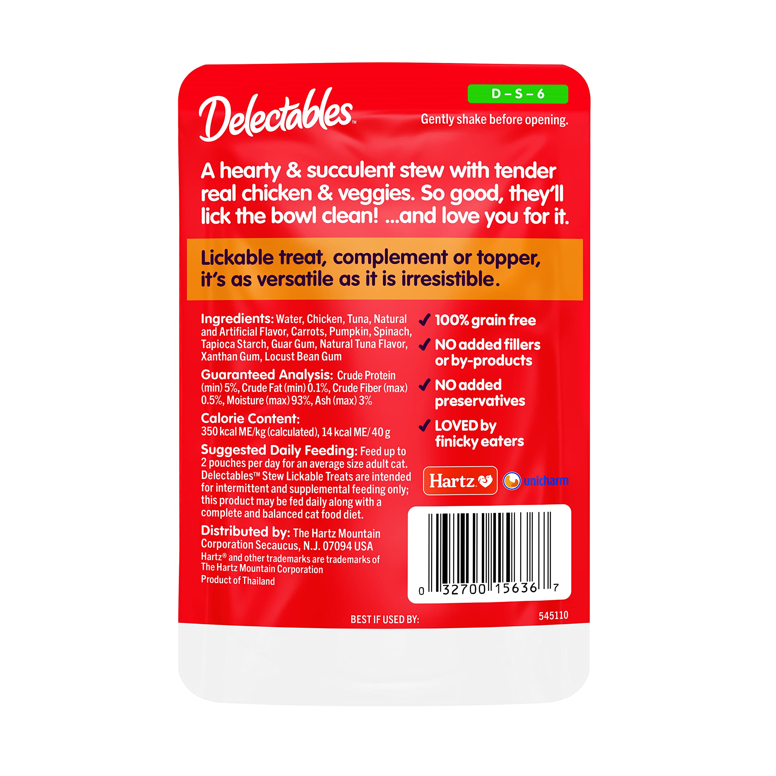 Hartz Delectables Stew Lickable Treat for Cats Chicken and Veggies