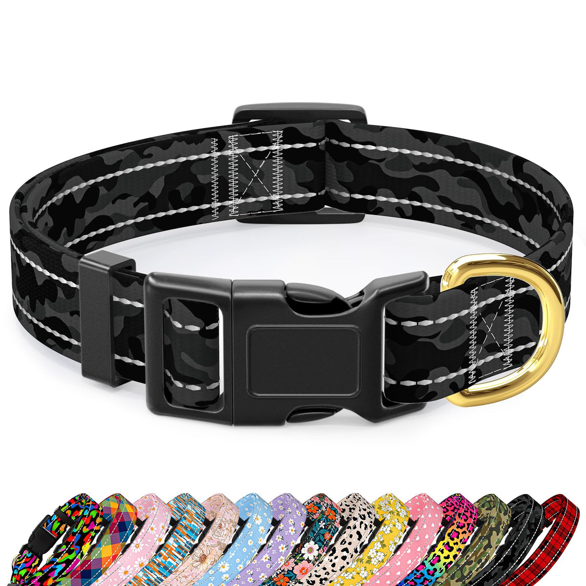 Tmoodel Reflective Dog Collar For Extra Small Dogs Cats, Cute Camouflage Adjustable Heavy-Duty Nylon Puppy Collar For Boy And Gi