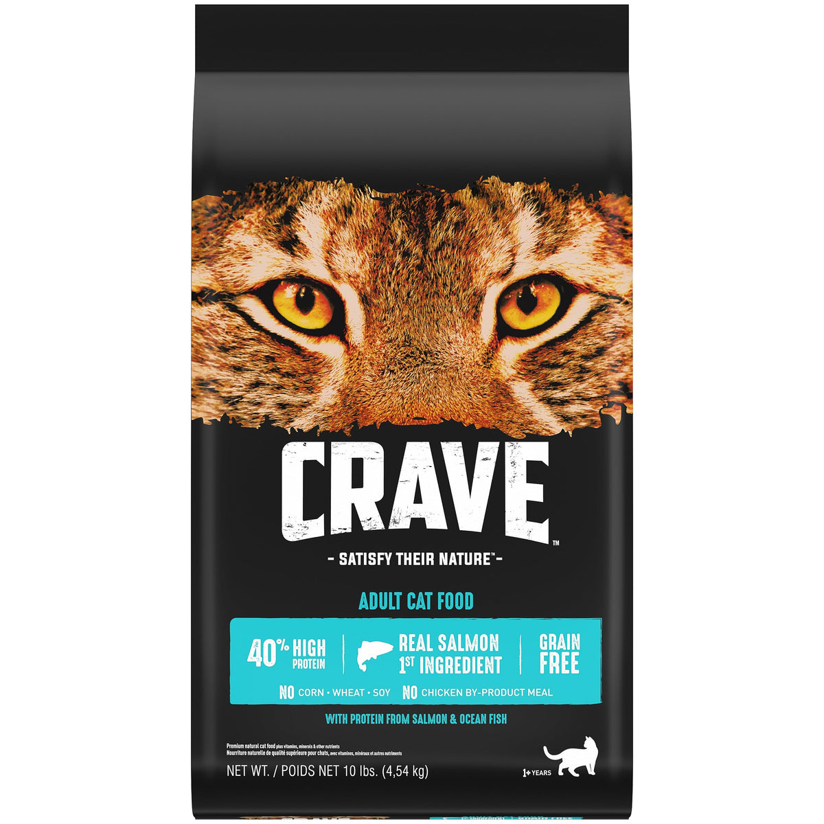 Crave Grain Free Adult High Protein Natural Dry Cat Food With Protein From Salmon & Ocean Fish, 10 Lb. Bag