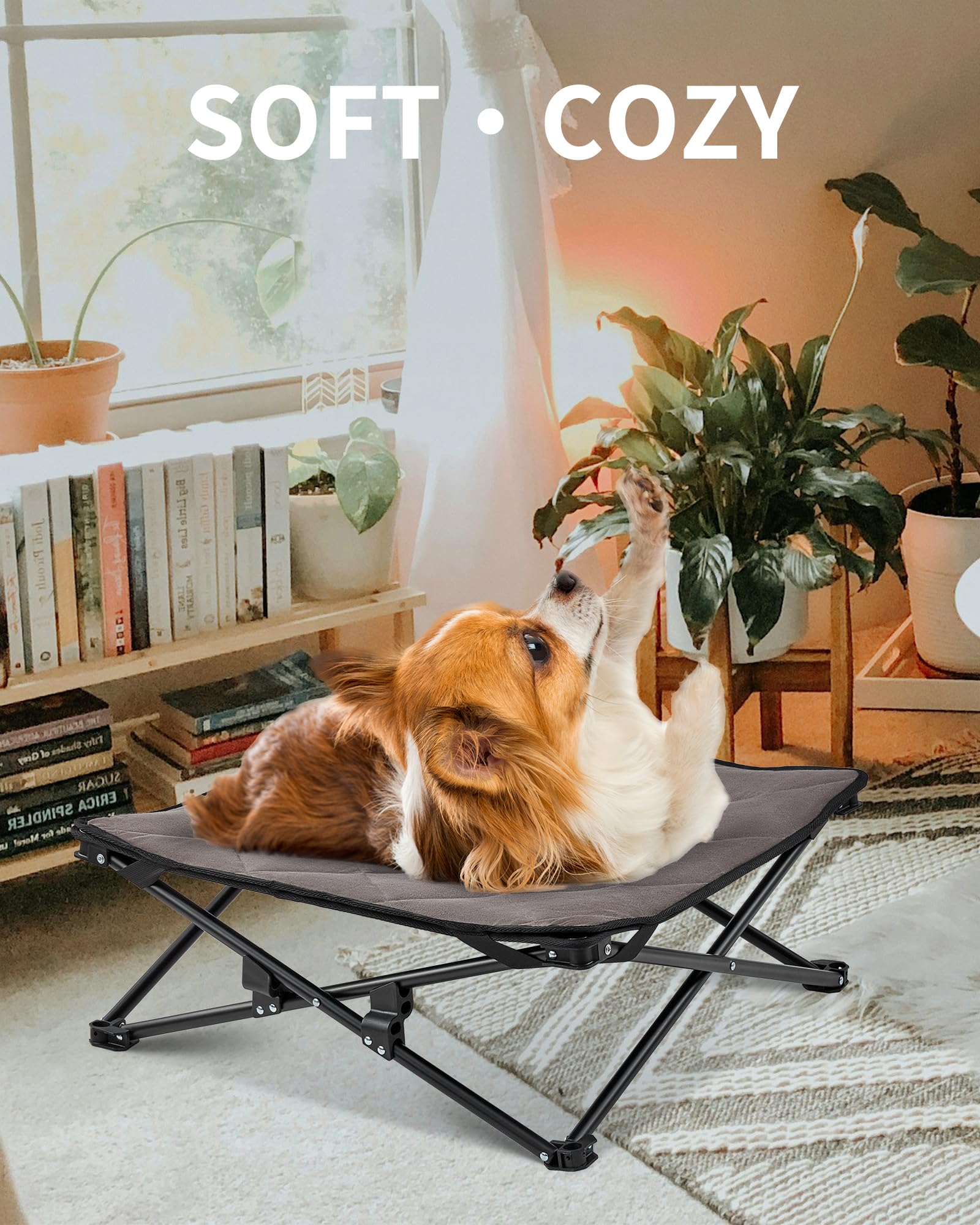 Kingcamp Elevated Dog Bed For Small Dogs, Outdoor Raised Cooling Pet Cot Bed With Washable Breathable Mesh & No-Slip Feet Perfec
