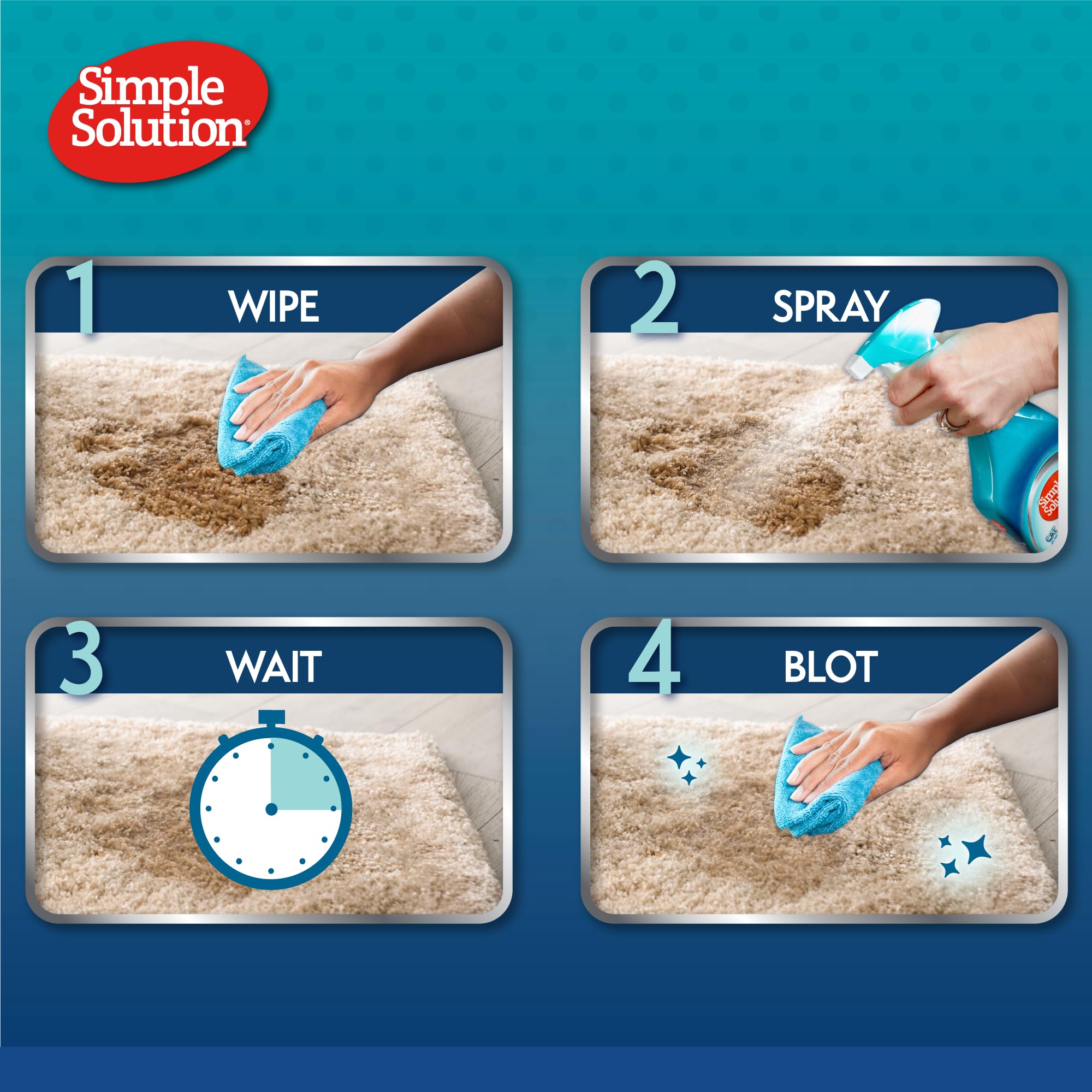 Simple Solution Extreme Pet Stain And Odor Eliminator Spray, Enzymatic Cleaner With 3X Pro-Bacteria Cleaning Power For Dogs & Cats, Strong Urine, Pee And Poop Smell Remover For Carpets & Floors, 32 Oz