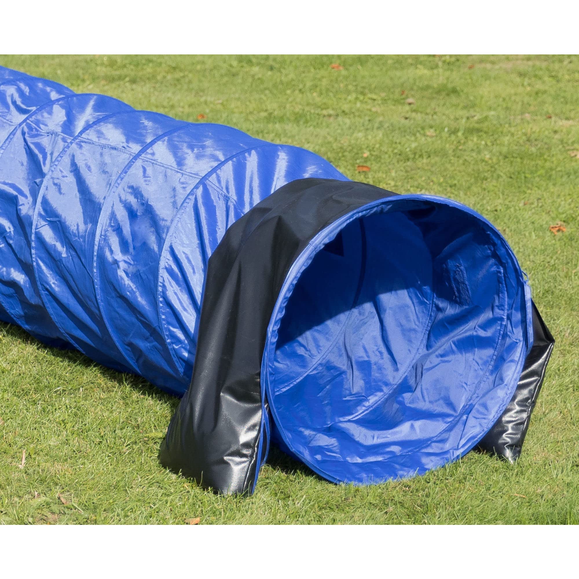 TRIXIE Dog Agility Tunnel - Portable 196.9" Long, 23.6" Diameter, Blue Polyester Training Equipment for Large Dogs, Model 3211