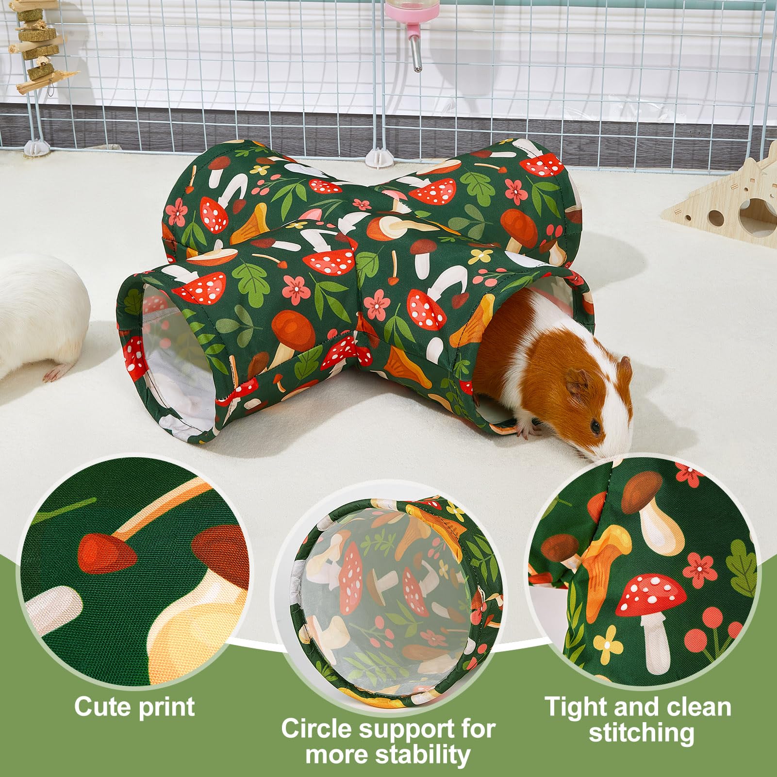 Bienbee Guinea Pig Tunnel, 4 Way Washable Guinea Pig Hideout,Foldable Rabbit Tunnel Guinea Pigs Toys For Bunny Hamster Chinchill