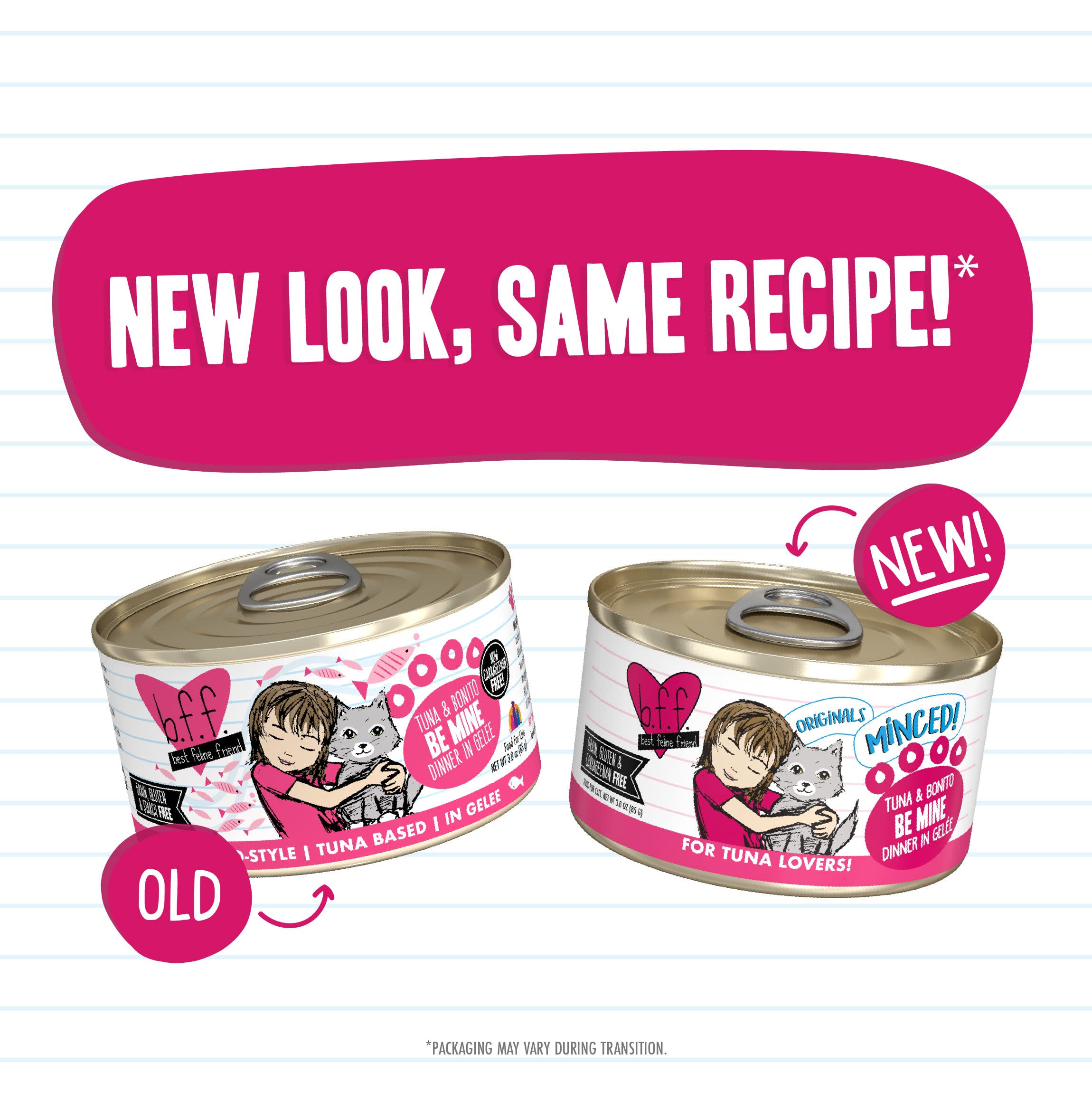 Weruva Best Feline Friend (B.F.F.) Tuna & Bonito Be Mine with Tuna & Bonito in Gel  e Cat Food, 3oz Can (Pack of 24)