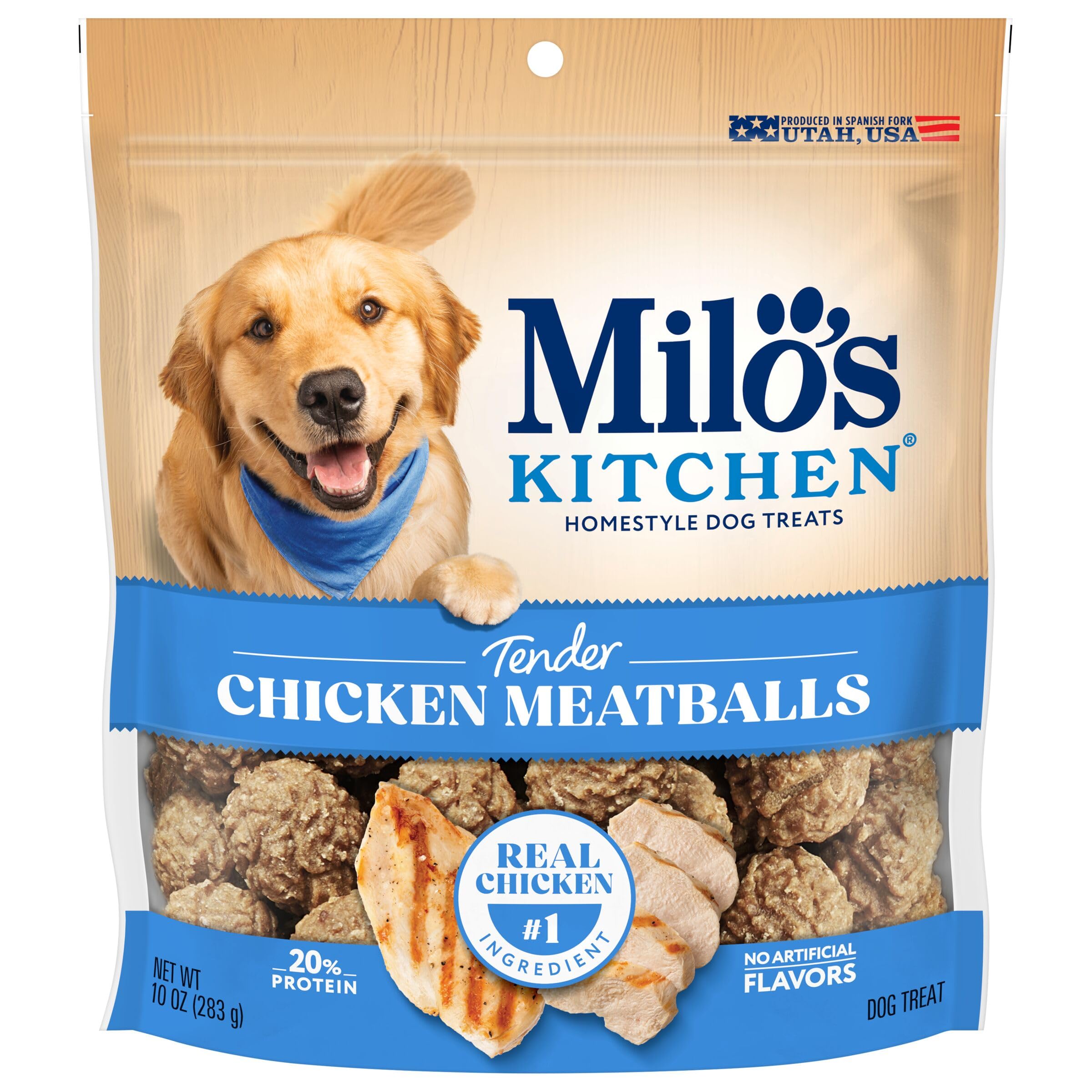 Milos Kitchen Chicken Meatballs Dog Treats, 10 Ounce