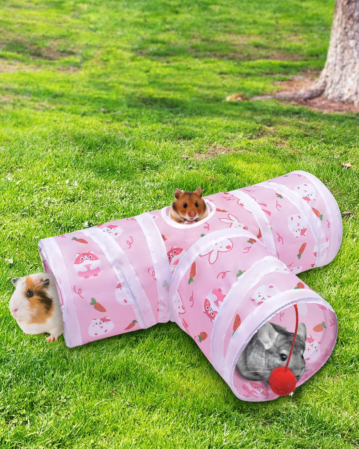 Bissap Guinea Pig Tunnel, Collapsible Hamster Tunnel And Tube 3 Ways Pet Hideout With 1 Play Ball For Indoor Guinea Pig Chinchil