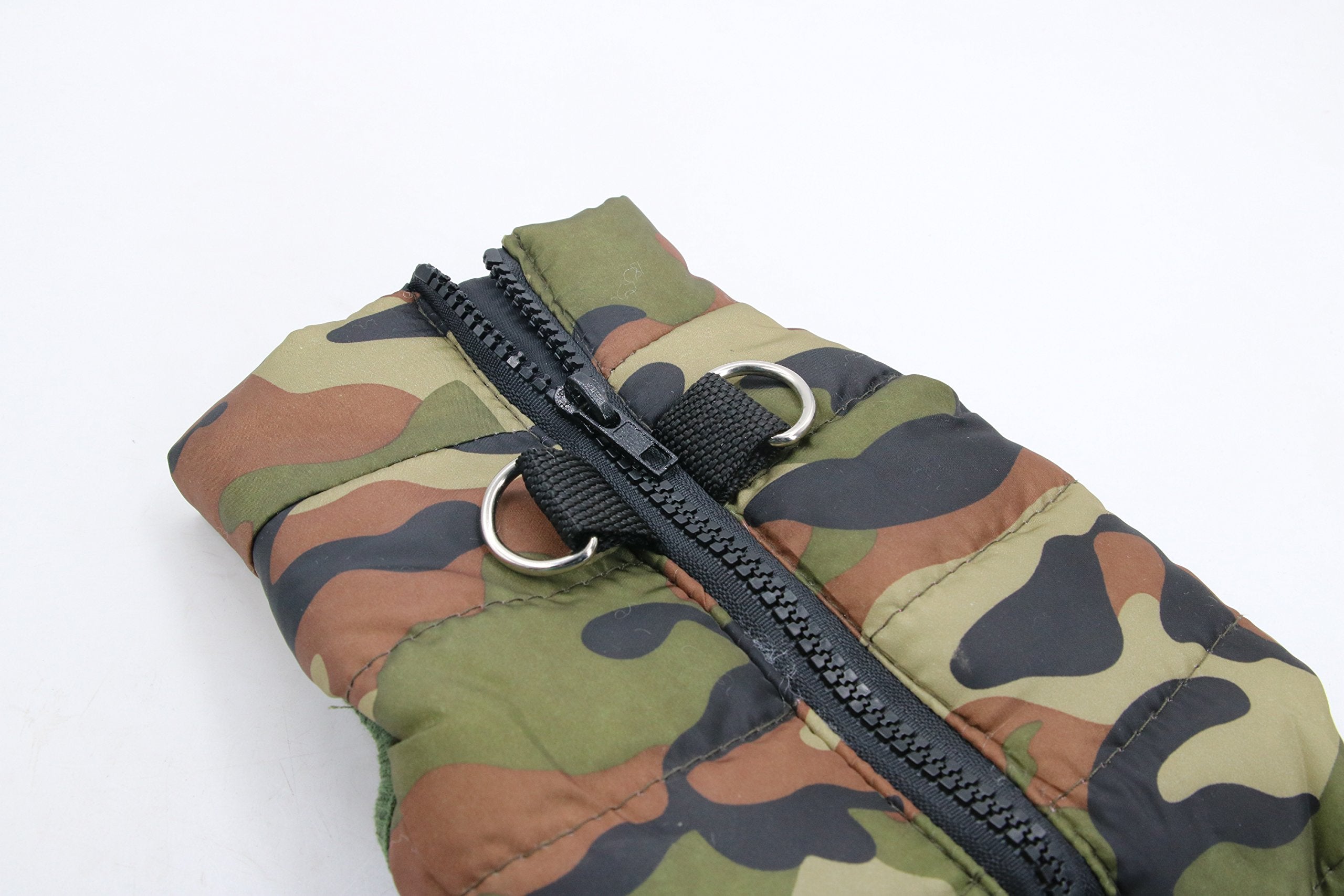 Droolingdog Dog Winter Jacket Camo Waterproof Coat Dog Camouflage Costume With Harness For Small Dogs, Large, Army Green