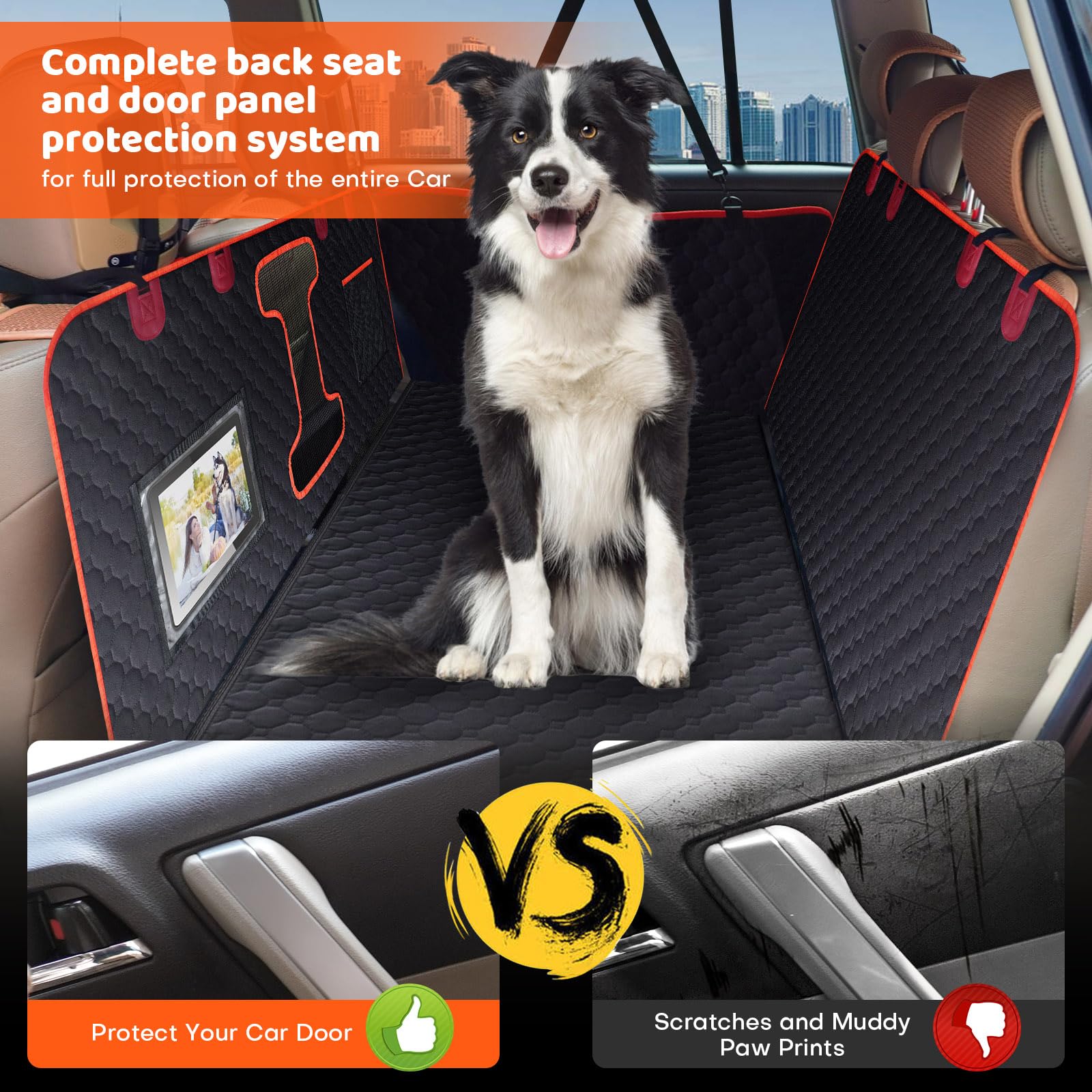 Serpro Back Seat Extender For Dogs,Hard Bottom Dog Car Seat Cover,Waterproof Dog Bed Hammock For Car Travel Camping,Pet Bed Matt