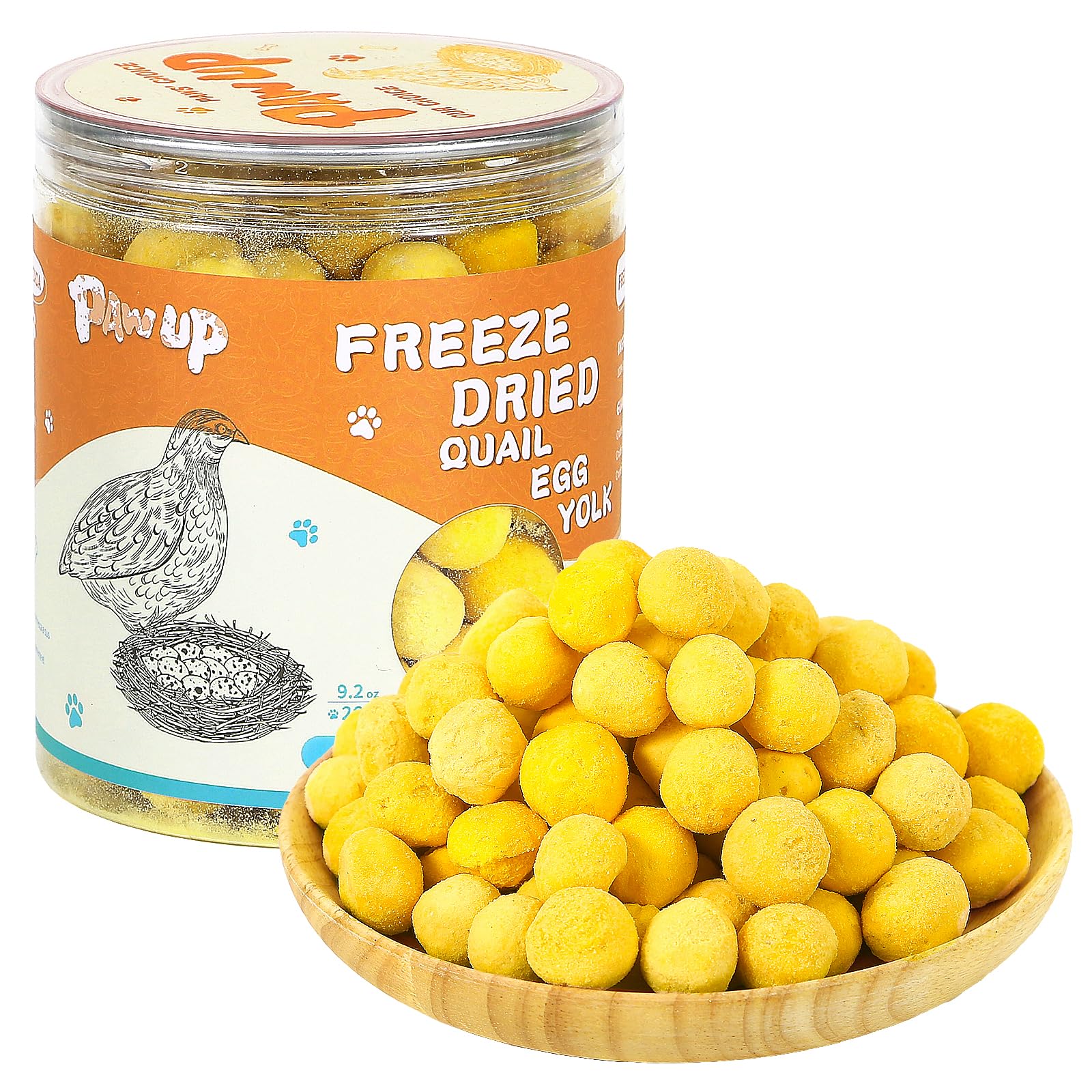 PAWUP Freeze Dried Cat & Dog Treats, Natural Quail Egg Yolk, Single Ingredient, High-Protein Pet Snacks for Skin & Coat Health, 