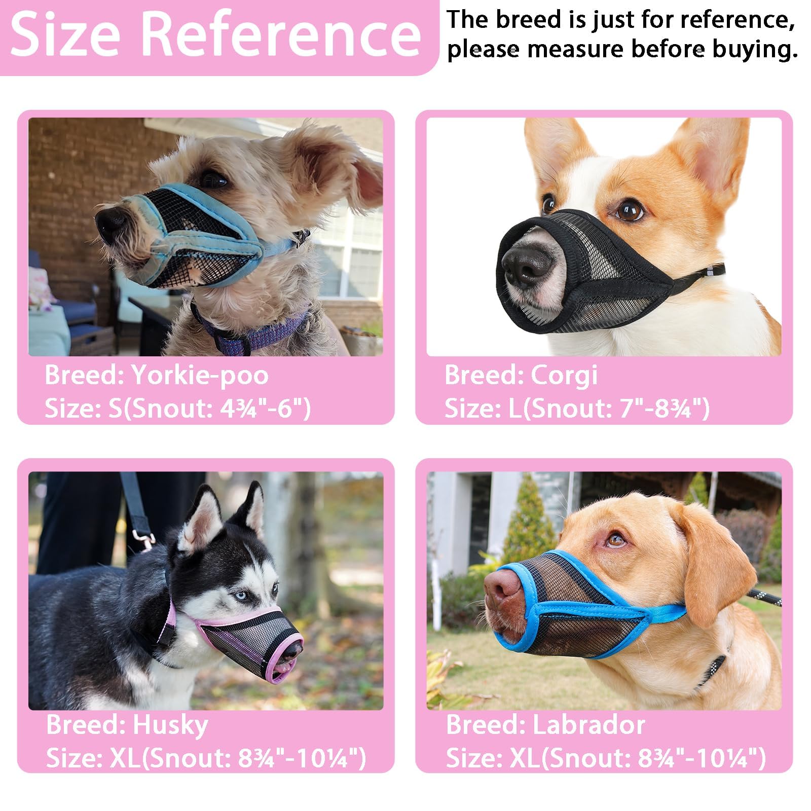 Luckypaw Dog Muzzle, Mesh Muzzle For Small Medium Dogs, Soft Mouth Cover To Prevent Biting Chewing, Drinkable Breathable Adjusta