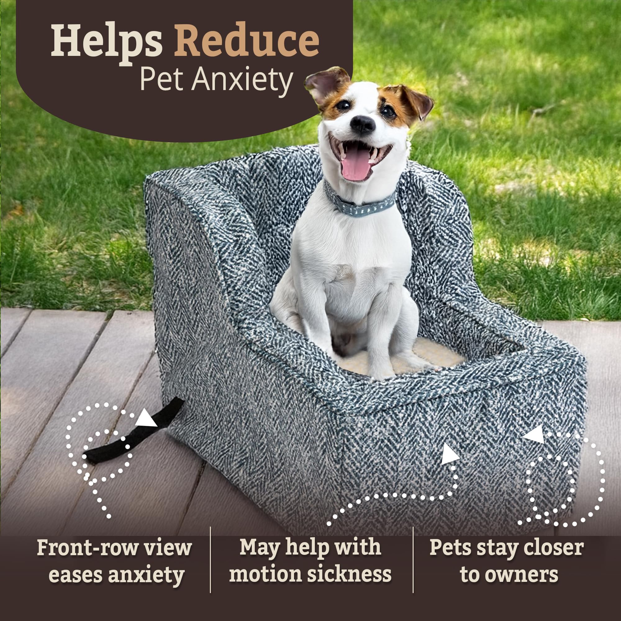 Snoozer Luxury High Back Console Pet Car Seat - Show Dog Collection, Large - Palmer Indigo