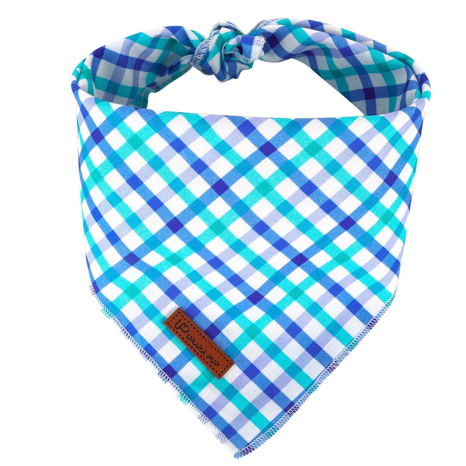 Up Urara Pup Summer Bandana - Comfortable Cotton Grid Triangle Bid Scarf For Puppy, Washable Pet Kerchief For Boy Or Girl Dogs O