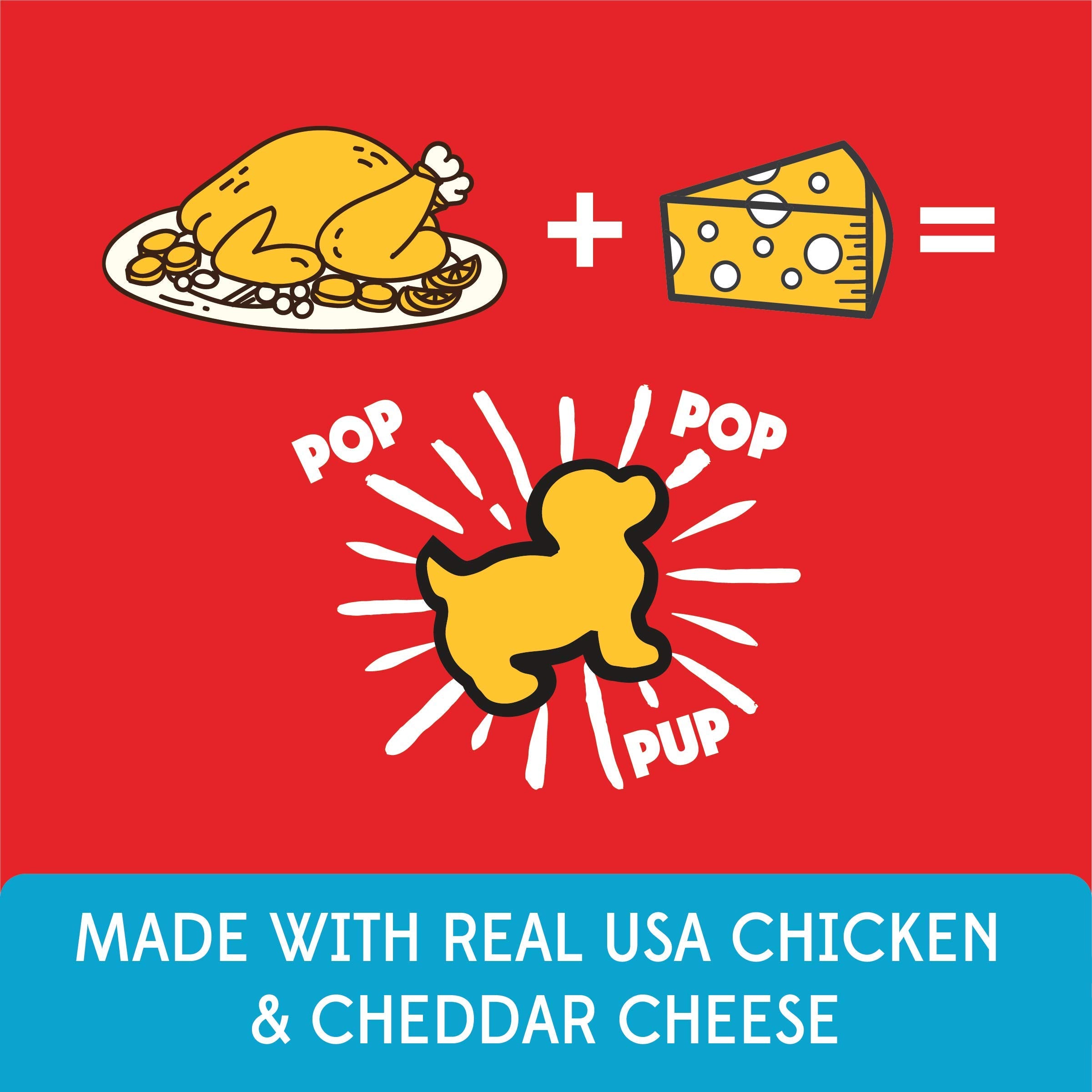 Pup Corn Plus - Puffed Dog Treats with Prebiotics and Probiotics - Chicken & Cheddar Cheese (16oz) - Made in USA