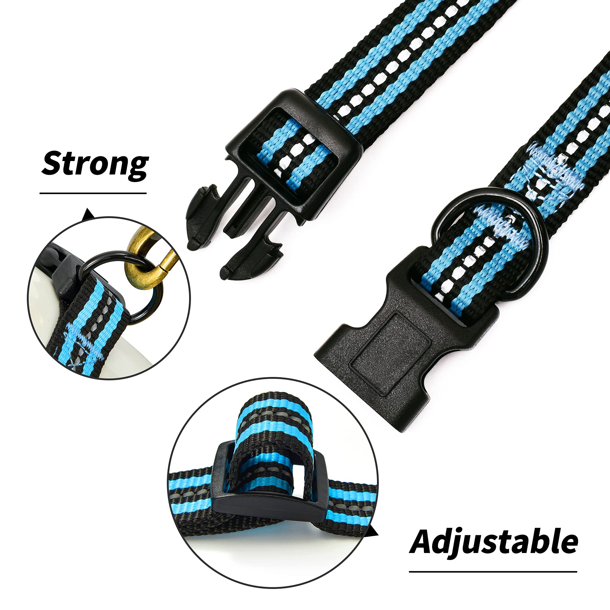 Mile High Life Reflective Dog Collar | Nylon Pet Collars Wiith Buckle | Light Weight Puppy Collars | Light Blue Dog Collars For