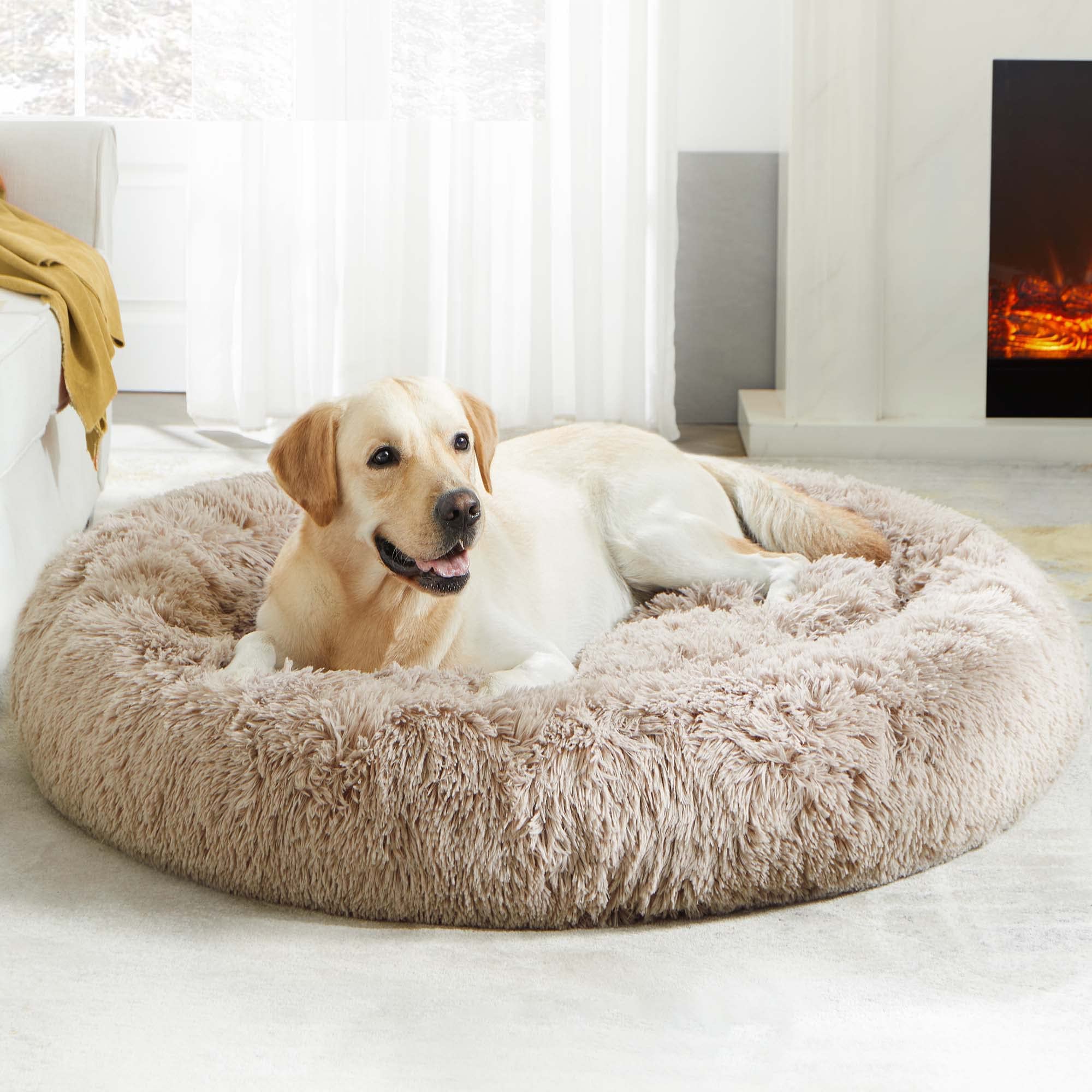Western Home Wh Calming Dog & Cat Donut Cuddler, Anti-Anxiety Warming Cozy Soft Round Bed, Fluffy Faux Fur Plush Cushion For Small Medium Dogs And Cats (20'/24'/30'/36')