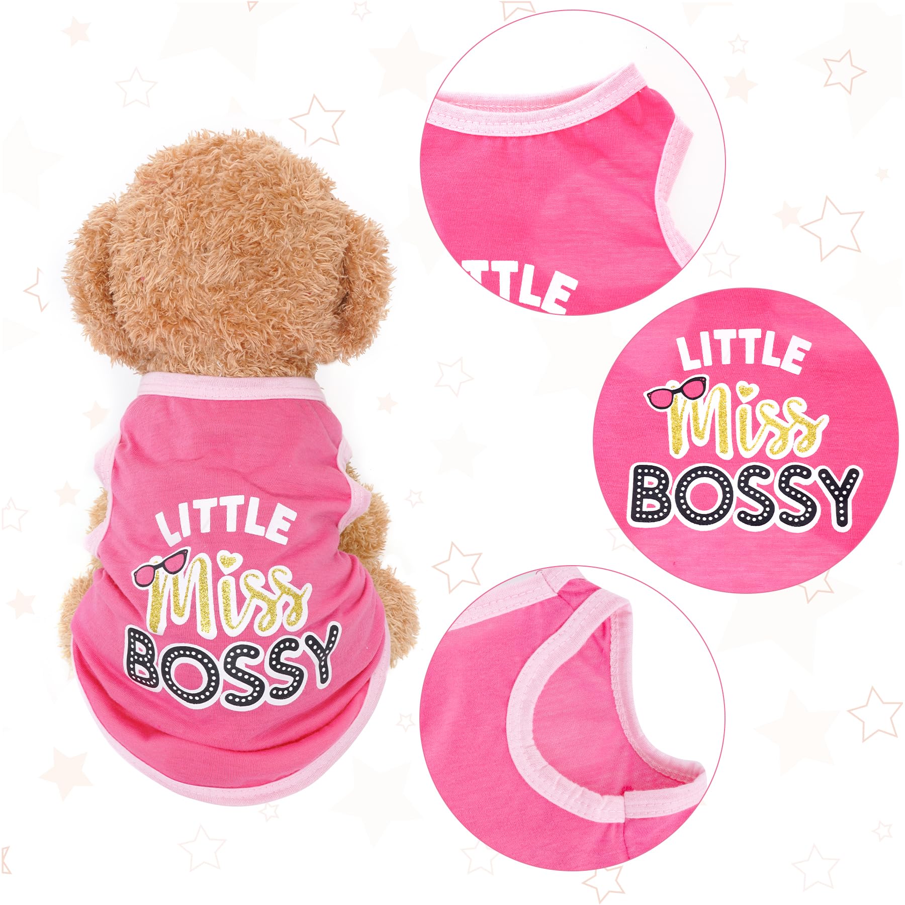Pistha 4 Pack Dog Shirts Summer Printed Puppy Clothes Cute Sleeveless Pet T Shirts Dog Clothes For Small Medium Dogs Cats Girl(S