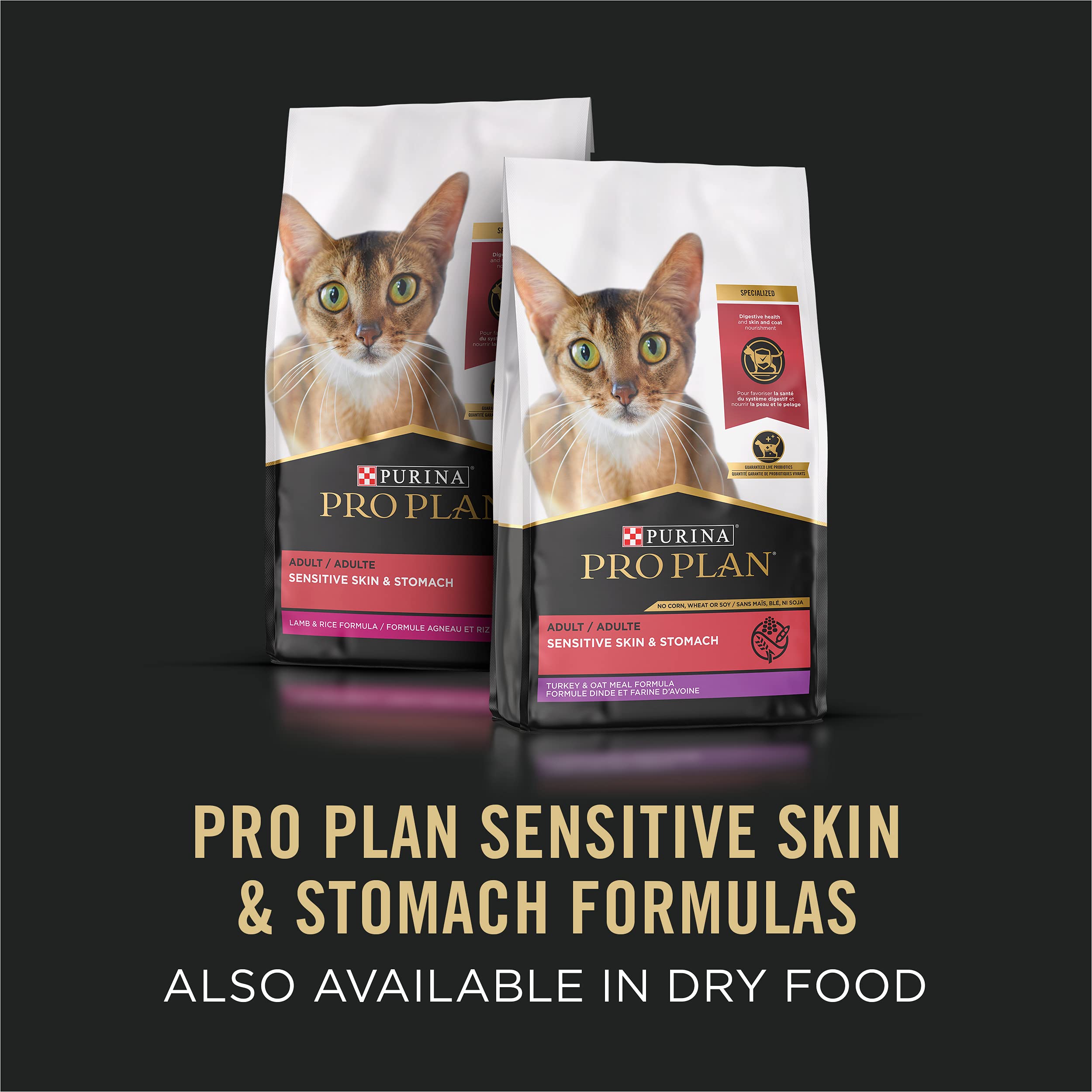 Purina Pro Plan Wet Cat Food, Sensitive Skin & Stomach Arctic Char, 3 oz (Pack of 24), Brown