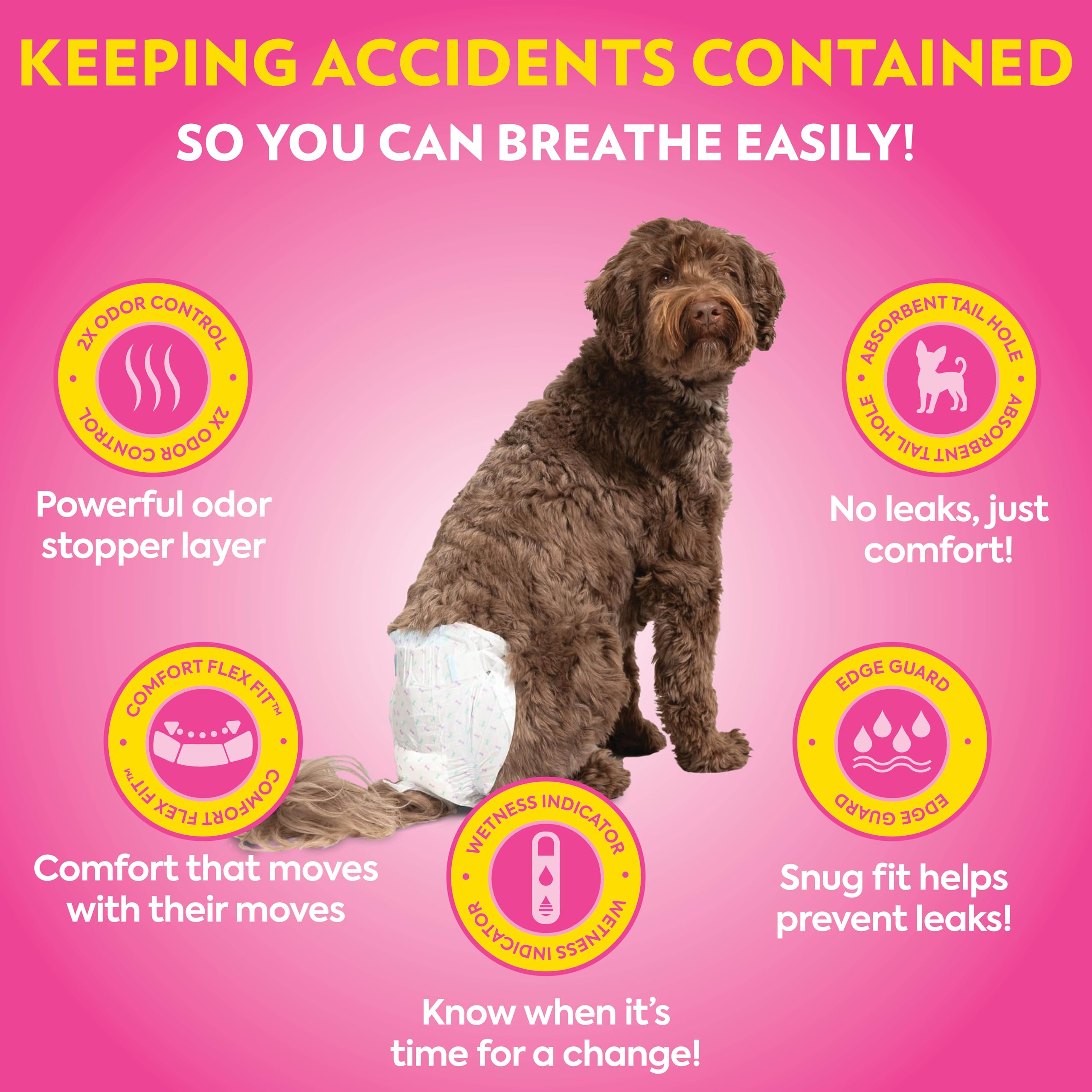 OUT! Disposable Dog Diapers for Female Dogs, XS/S, 13”-18” Waist, Soft Absorbent Material, 96 Count, White
