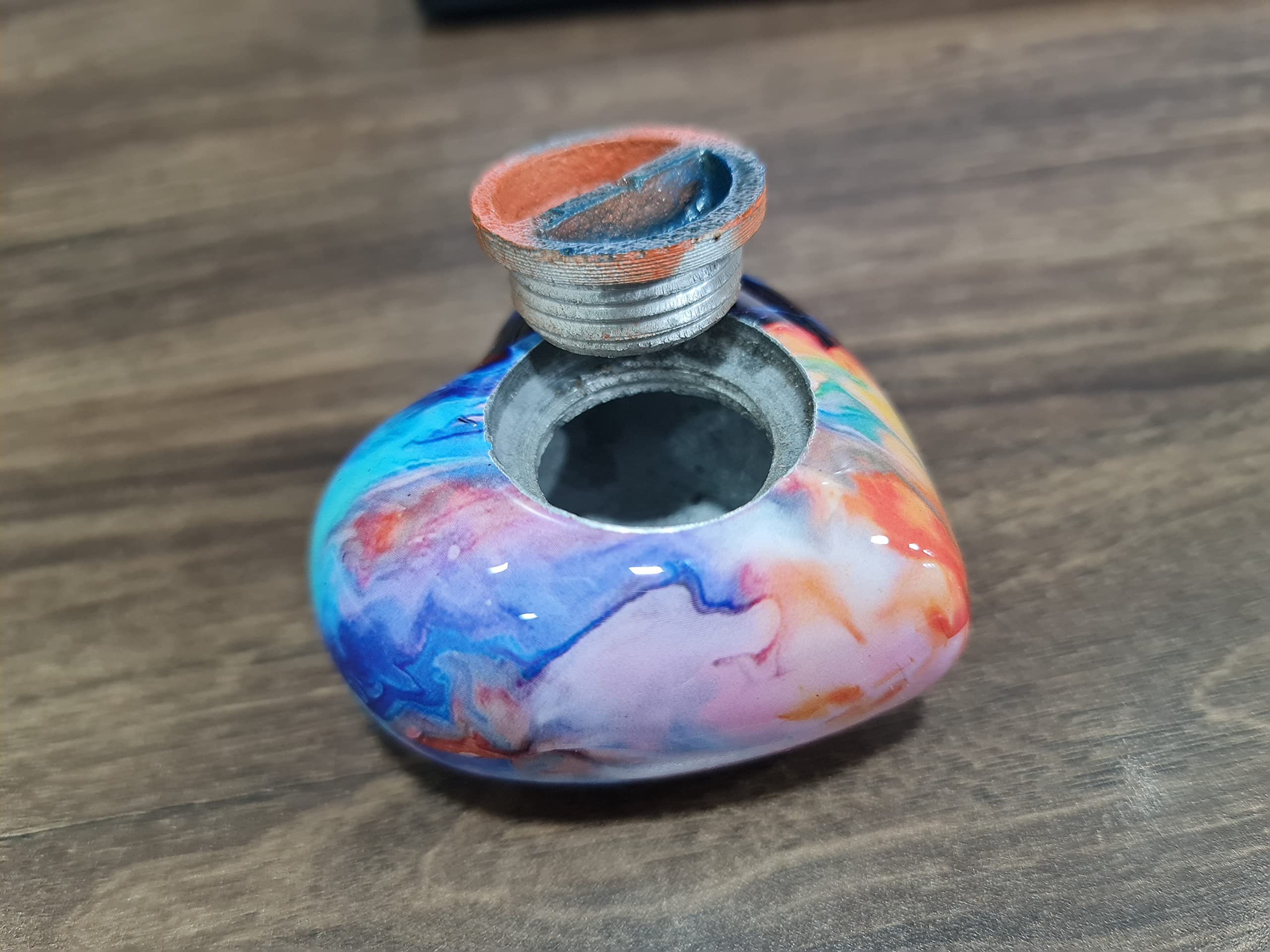 Esplanade Metal Mini Cremation Urn Heart-Shaped Keepsake Memorial Jar Pot Container | Small Urn For Funeral Ashes Burial | Wave Textured Metal Keepsake With Stand | Multicolor - 2.75' Inches