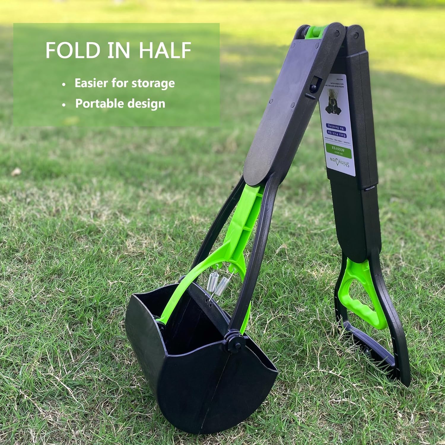 Shinydew 32'' Pooper Scooper For Large Medium Small Dogs, Extra Long Handle Heavy Duty Poop Scoop, Foldable Dog Poop Picker Uppe