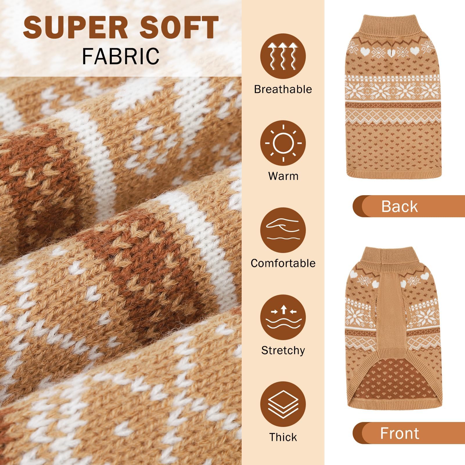 Scenereal Dog Sweaters For Large Medium Small Dogs, Warm Puppy Clothes Soft Turtleneck Sweatshirt, Knitted Ugly Dog Christmas Sw