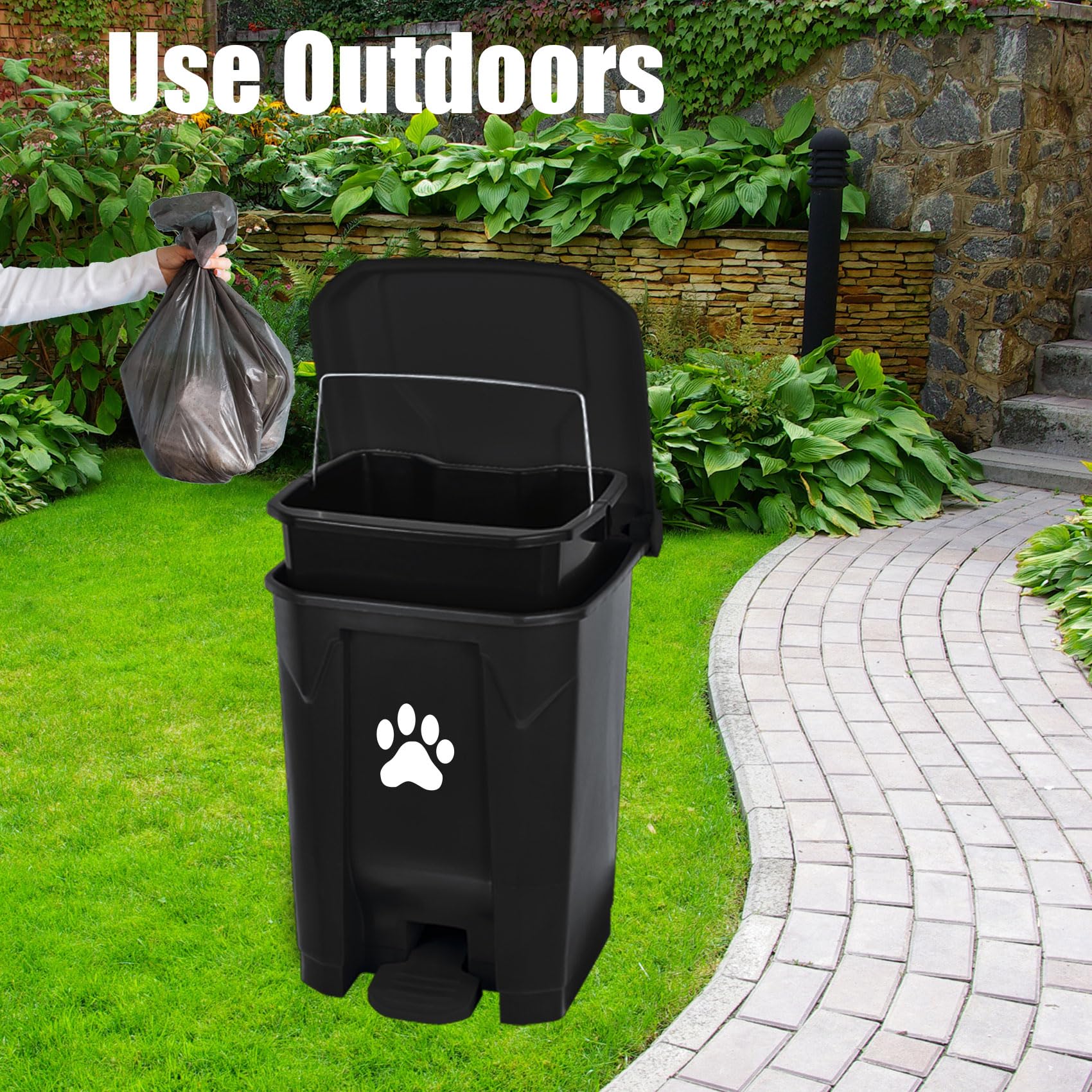 Mayayaday Outdoor Dog Poop Trash Can, Dog Waste Trash Can For Backyard Garden Home With Lid, Removable Inner Bin, Green Waste Ba
