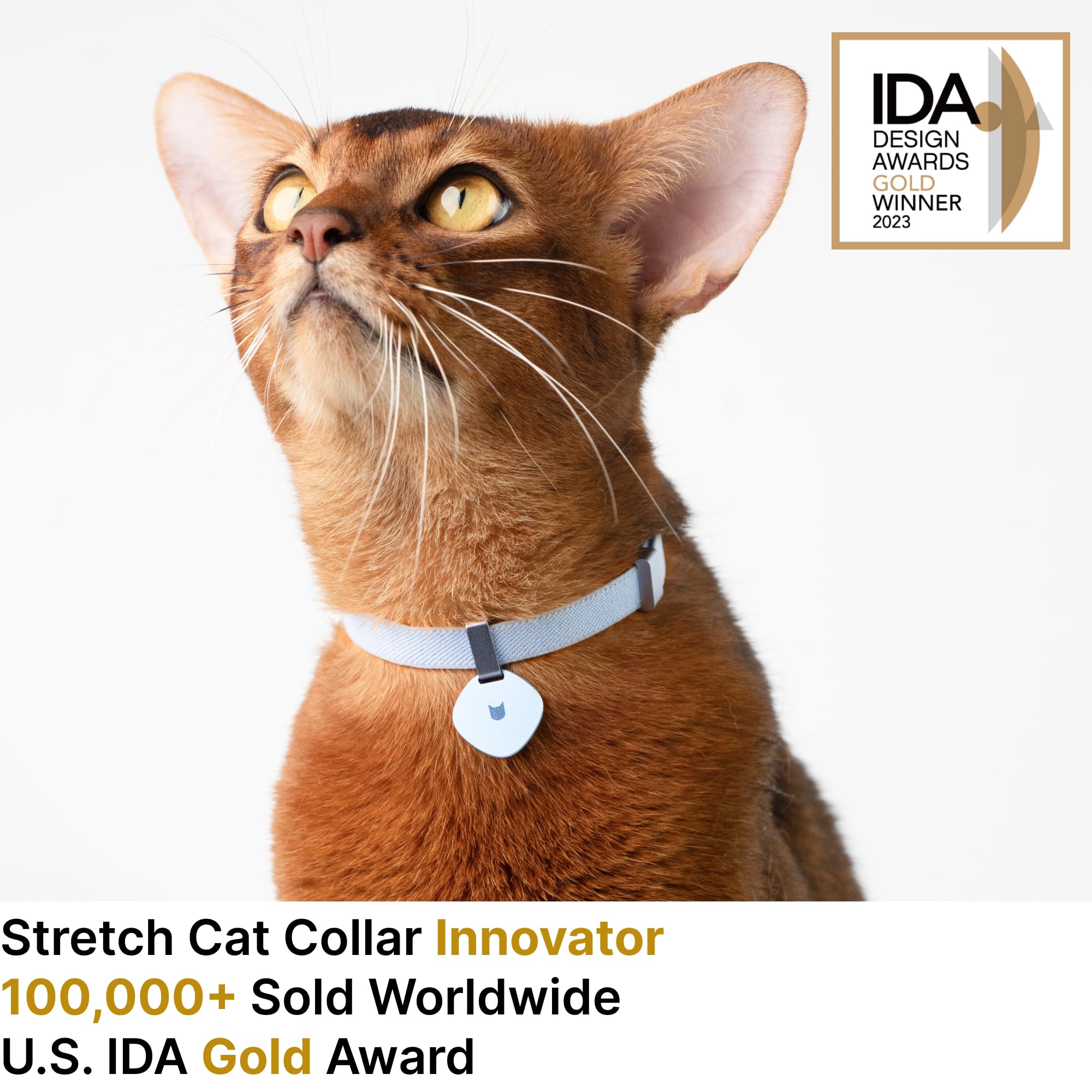 Buddyarmor Safety Cat Collar Pro And Tag Set - U.S. Ida Gold Award, Elastic Release Cat Collar Charm Tag, Non Breakaway Cat Coll