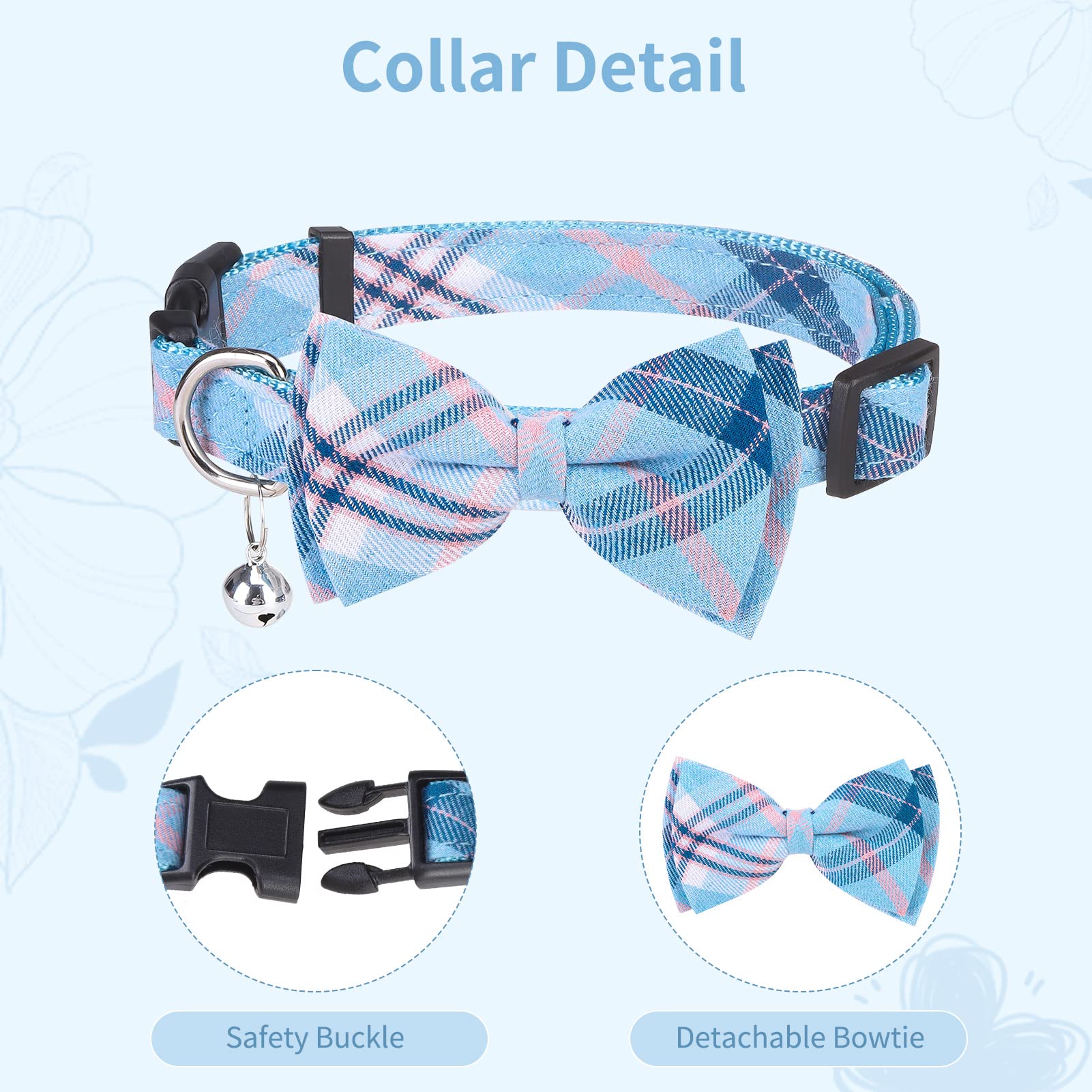 Dog Harness With Leash And Bow Tie Collar Set - Blue Plaid Puppy Harness, Escape Proof Adjustable No Pull Dog Vest For Outdoor Walking, Fit For Small Medium Large Dogs S