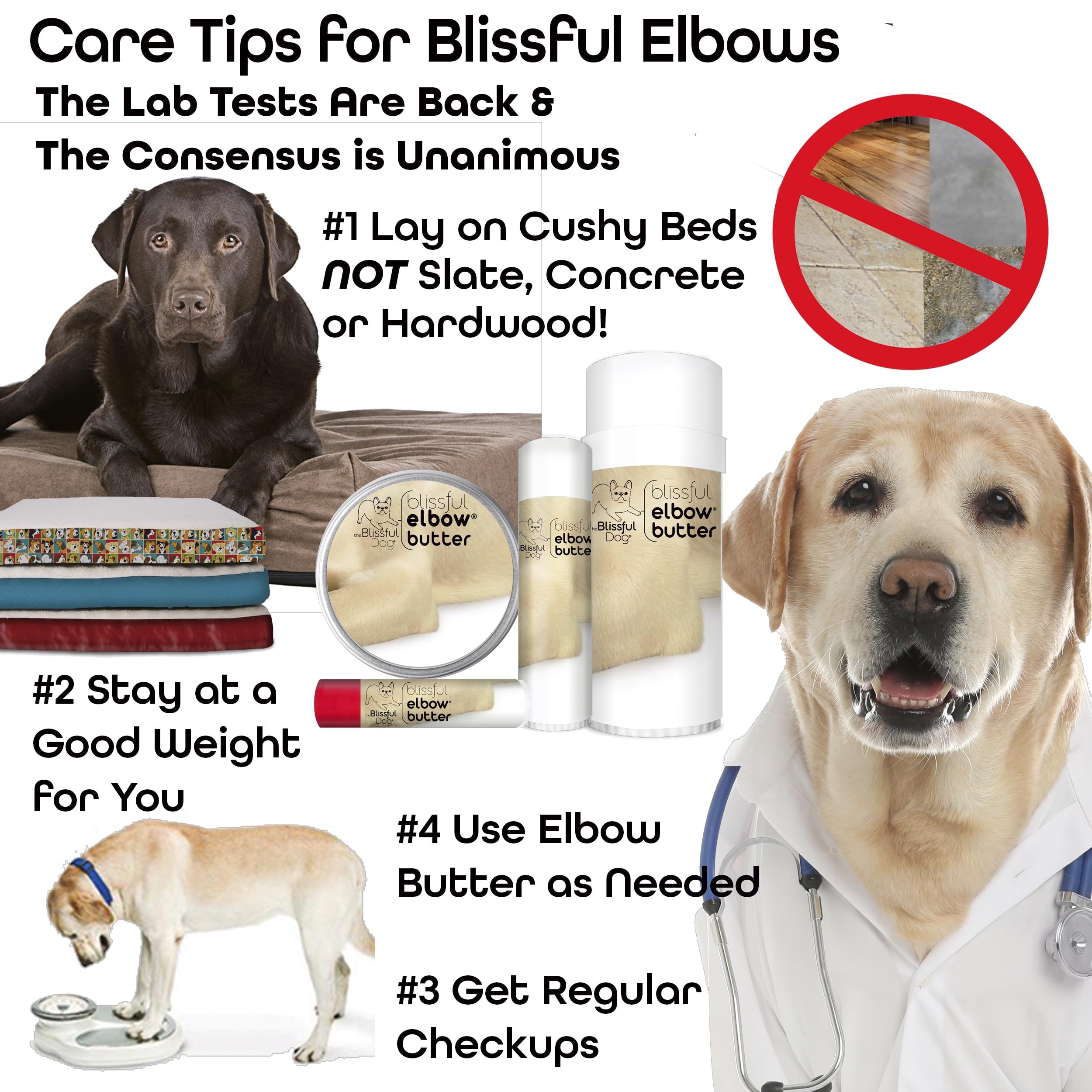 The Blissful Dog Elbow Butter, Moisturizer for Dry, Cracked Elbow Calluses, Versatile Dog Balm, Lick-Safe Balm, 8 oz.