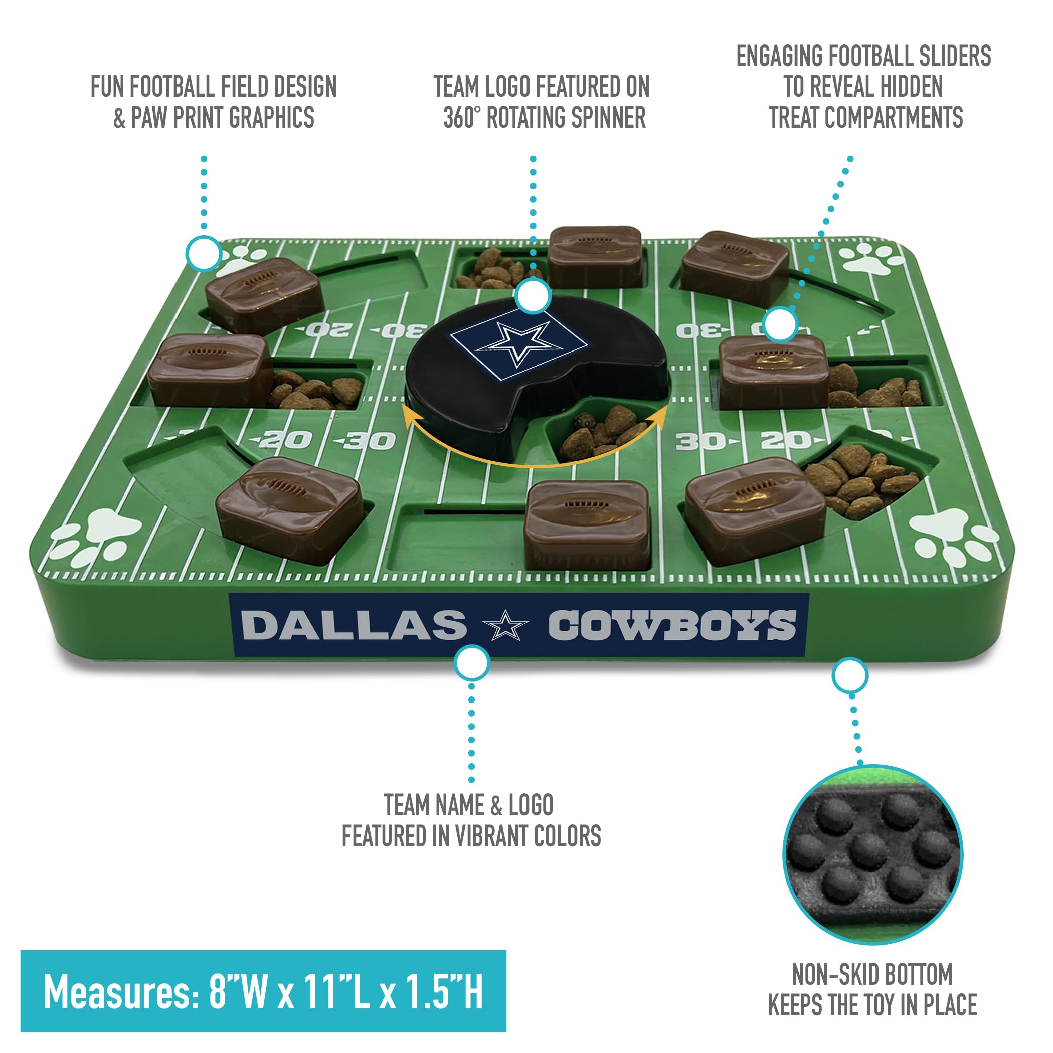 Pets First Nfl Dallas Cowboys Puzzle Toy, Puzzle Treat Dog Toy, Interactive Dog Treat Toy, Dog Puzzle