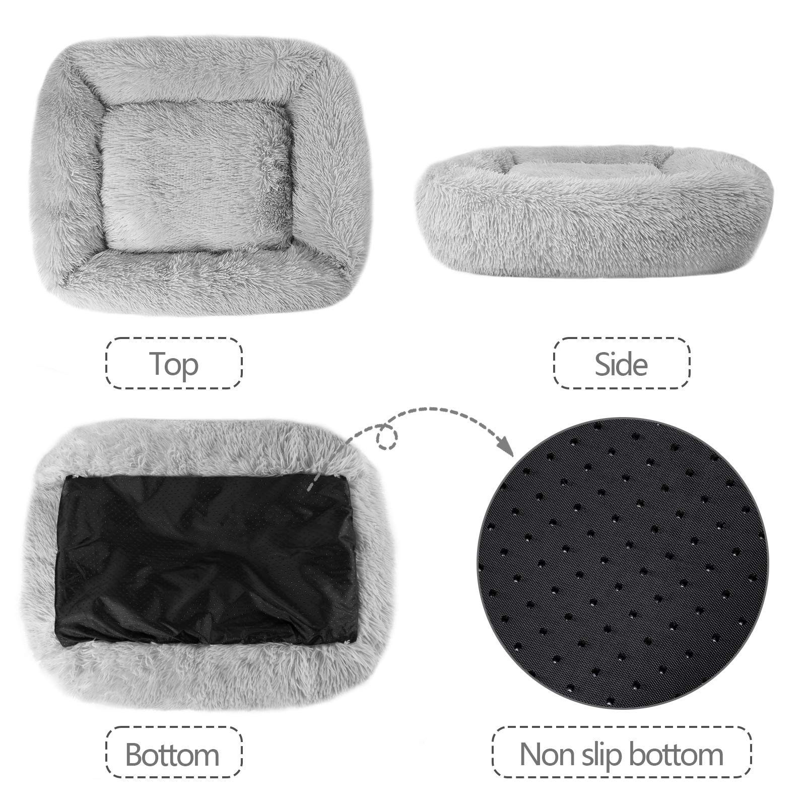 Lucky Monet Dog Bed For Large Dogs 31.5'' X 27.6'', Fluffy Calming Cat Bed, Washable With Sides, Soft Crate For Sleeping (L, Lig