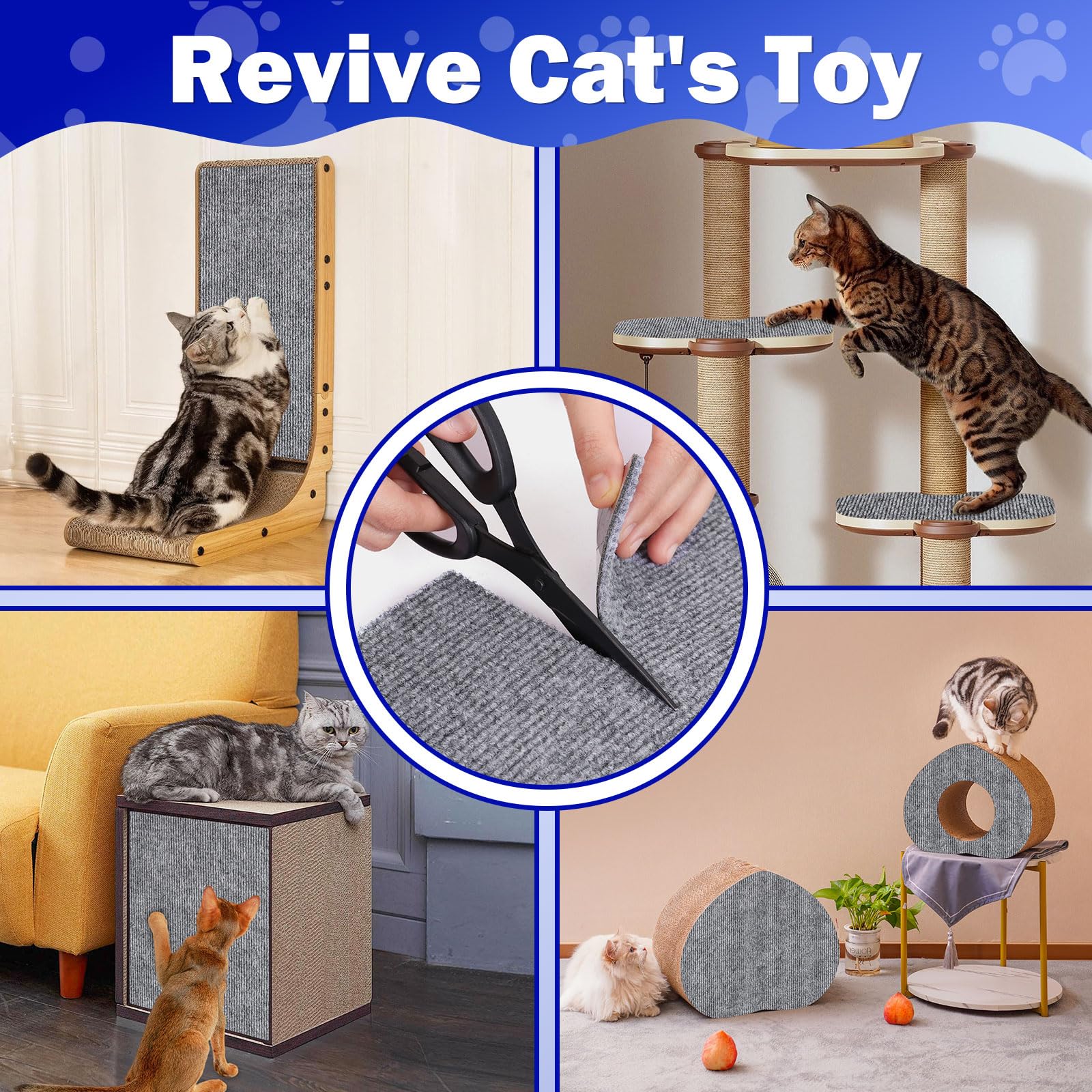 Enonci Anit Cat Scratch Couch Furniture Protector,78.7X15.8 Cat Wall Corner Scratcher Pads Mat,Diy Climbing Scratching Carpet Po