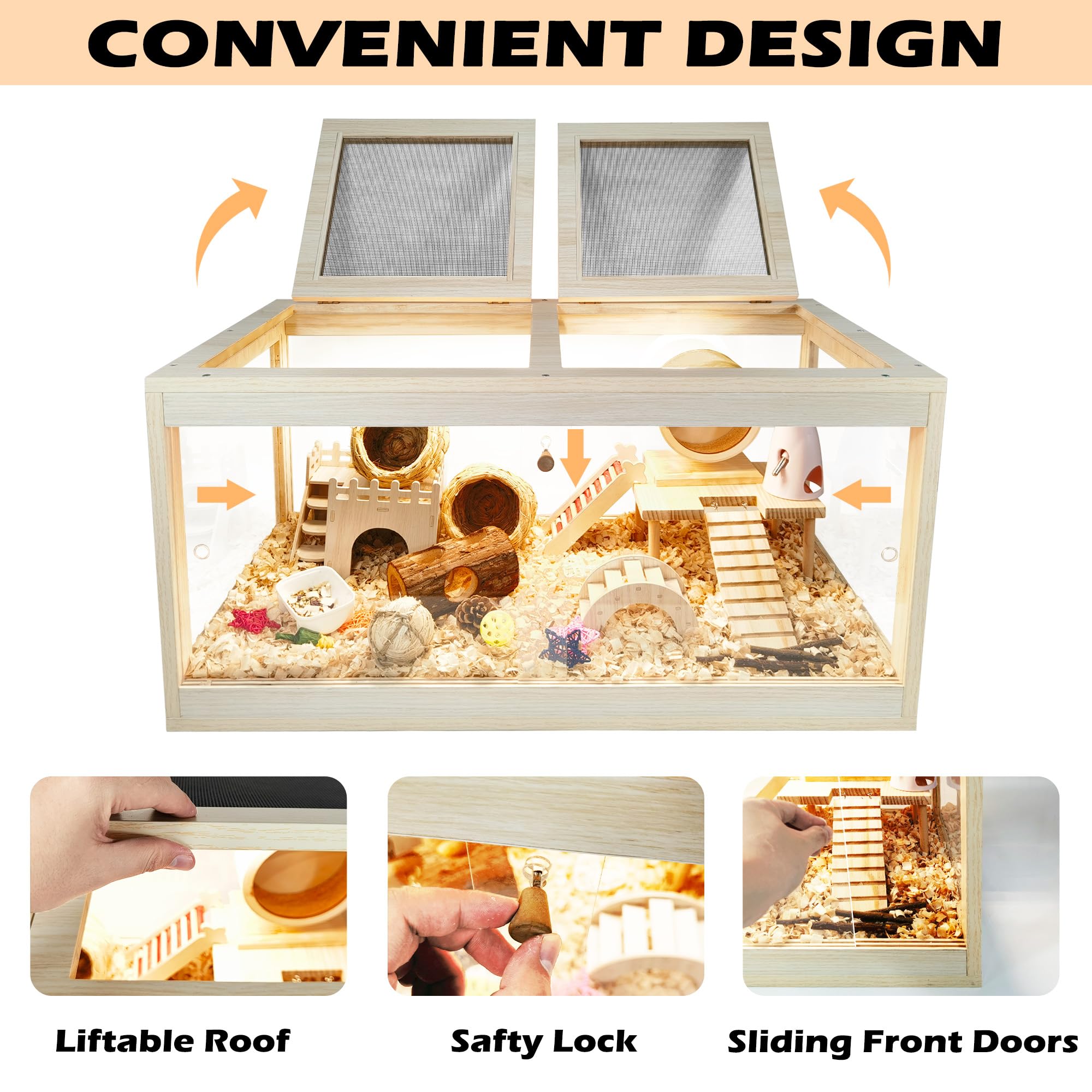 Prolee Hamster Habitat Chewproof, Mice And Rat Habitat With Transparent Sides, Hamster Cage With Openable Mesh Top, Solid Built