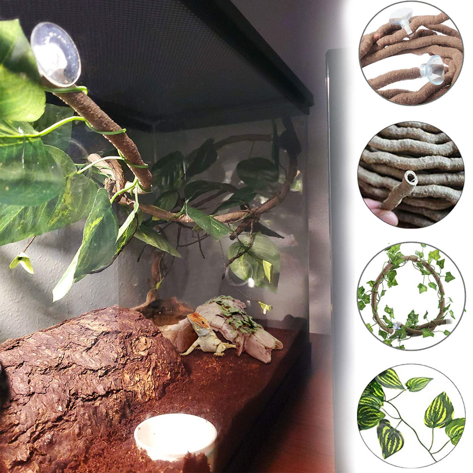 Pinvnby Reptile Hollow Tree Trunk Decoration,Resin Lizard Hideouts Log Hideaway,Crested Gecko Habitat Cave Decor,Aquarium Decaying Trunk Driftwood Ornament For Bearded Dragon Snake Betta Spider(3Pcs)