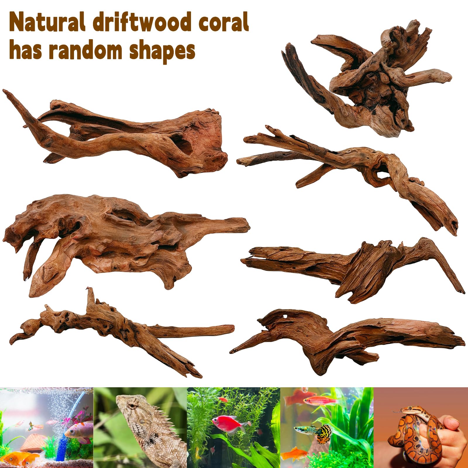 Hamiledyi Aquarium Driftwood, Natural Large 7-15In Coral Driftwood For Aquarium Decor Reptile Tank Decor Terrarium Ornament Wood Branch Trunk Stump For Fish Betta Lizard