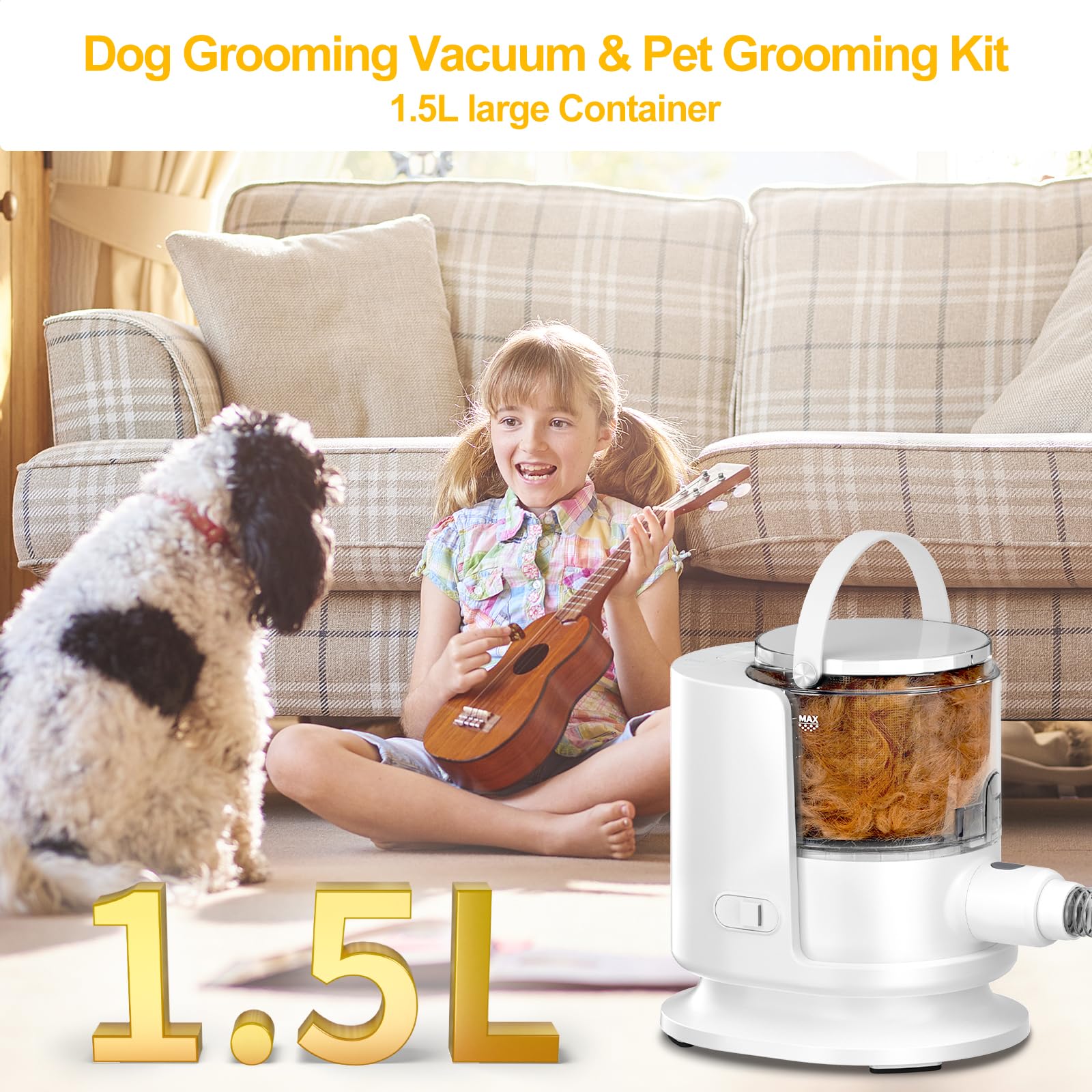 Dog Grooming Vacuum, Dog Grooming Kit, Pet Grooming Vacuum, 12000P Dog Vacuum For Shedding Grooming, 1.5L Dust Cup Dog Brush Vac
