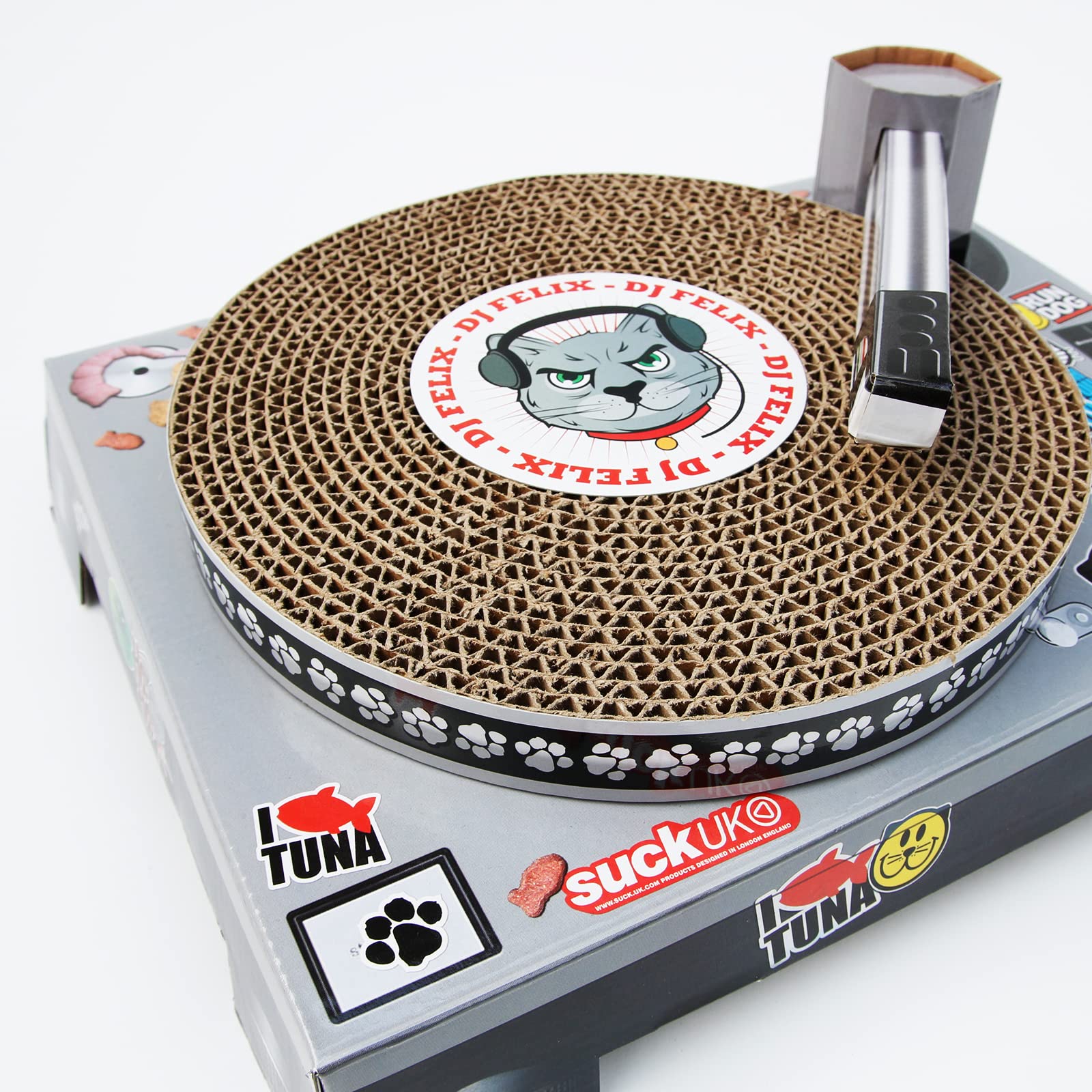 Suck UK Cat Scratcher DJ Decks - Multi Cardboard Interactive Scratching Mat & Toy, Funny Cat Furniture & Novelty Gifts for Cats