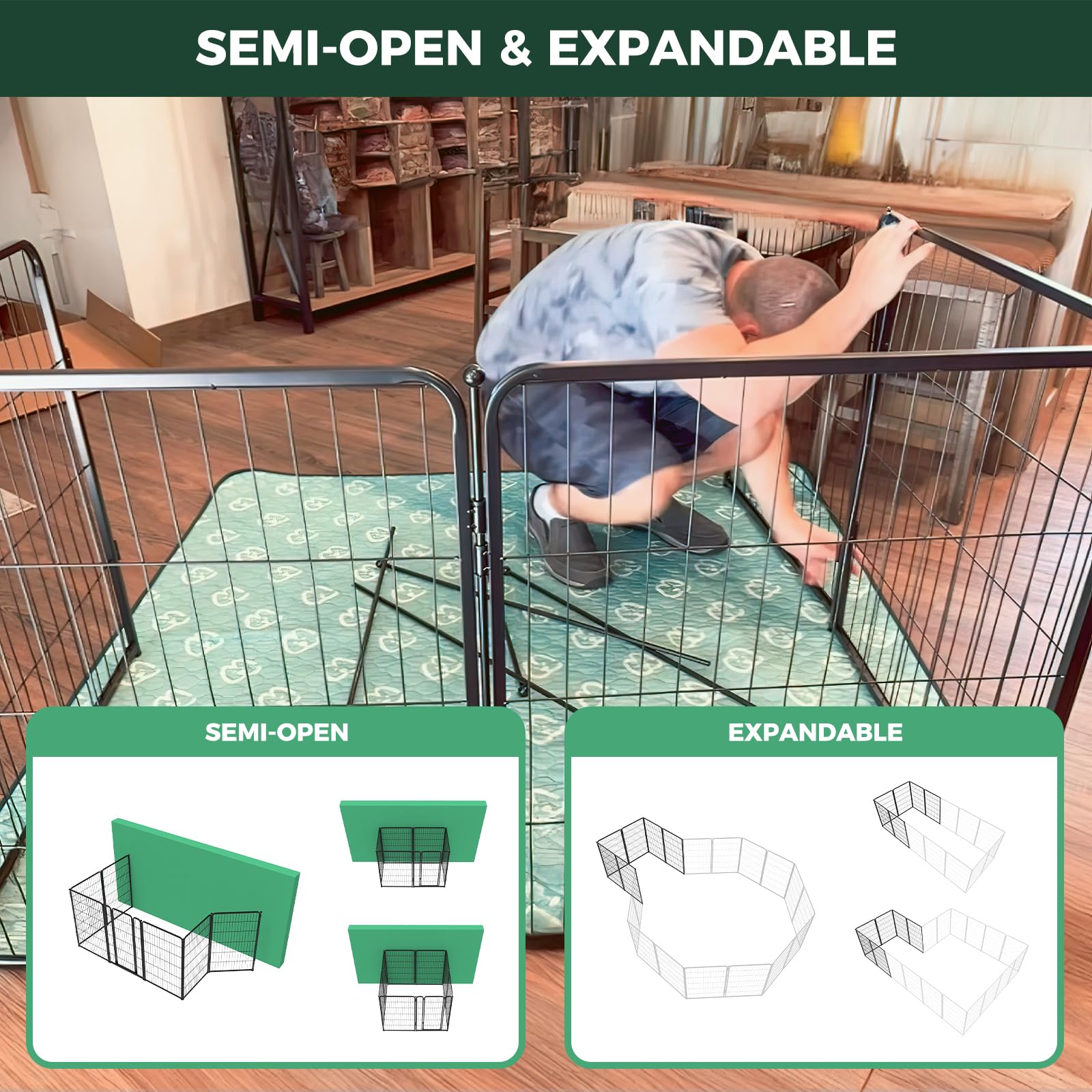 Fxw Homeplus Indoor Dog Playpen - Stress-Free And Safe Play, 45 Inch 8 Panels For Large Dogs, Black│Patented