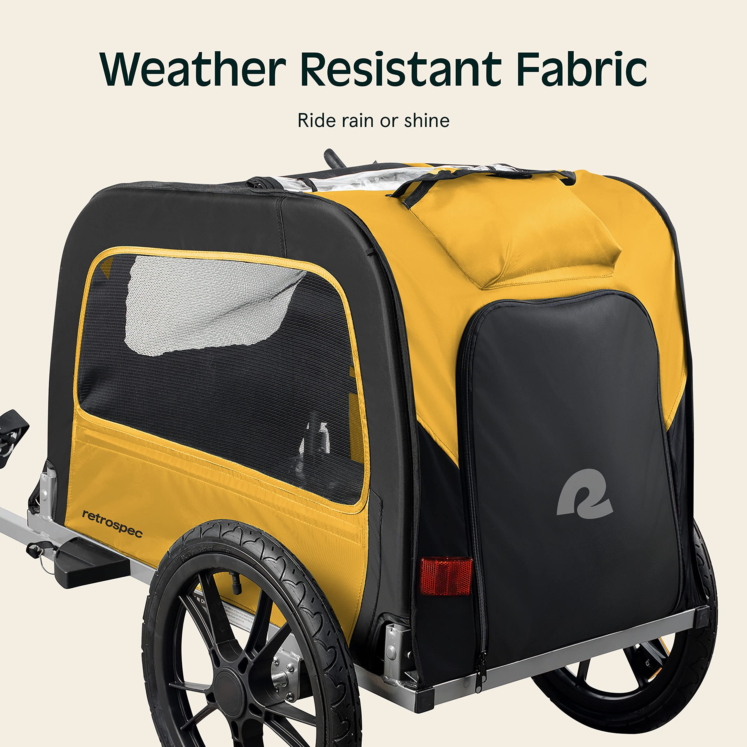 Retrospec Rover Hauler Pet Bike Trailer - Small & Medium Sized Dogs Bicycle Carrier - Foldable Frame With 16 Inch Wheels - Non-Slip Floor & Internal Leash - Sun, One Size