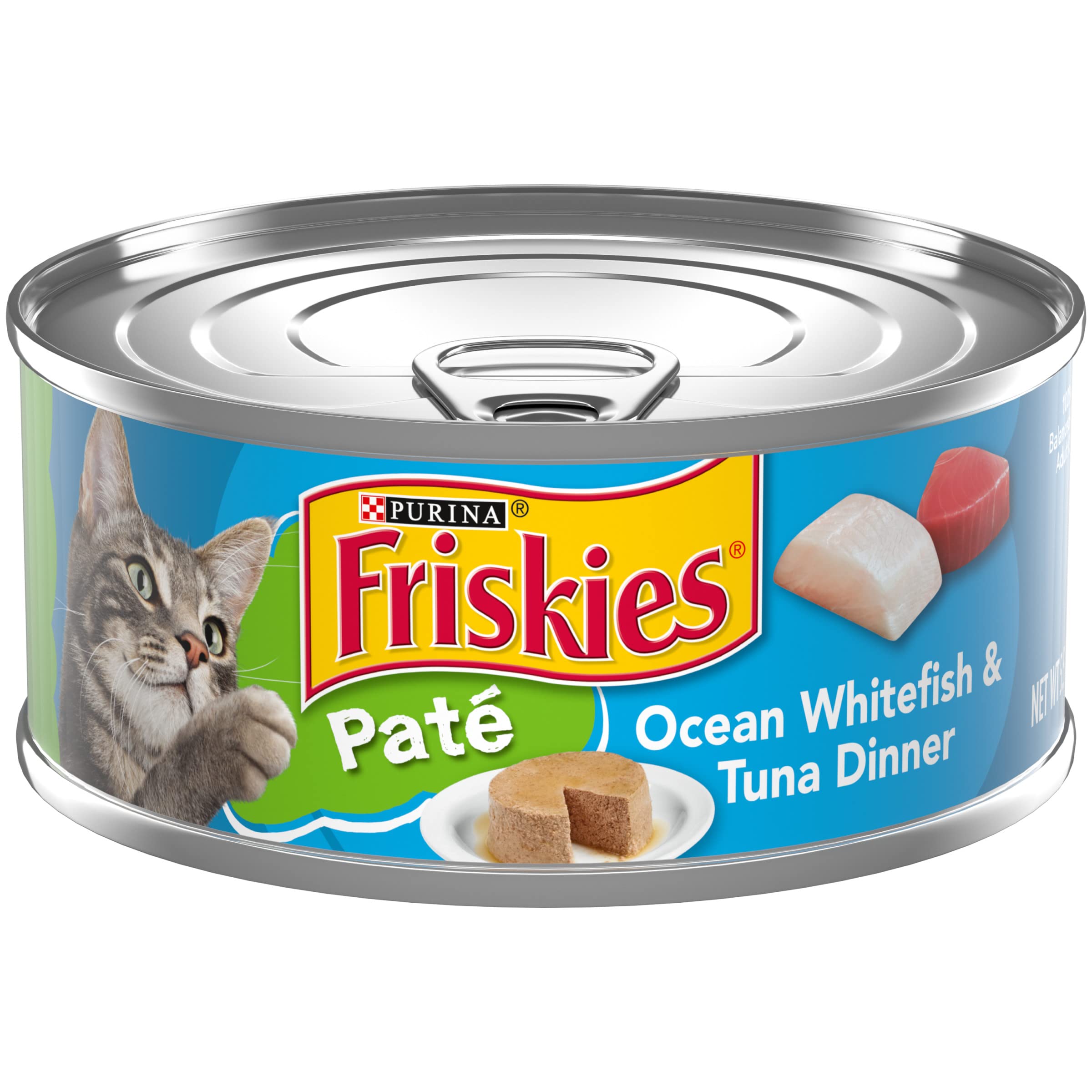 Purina Friskies Pate Wet Cat Food, Ocean Whitefish & Tuna Dinner - (24) 5.5 oz. Cans