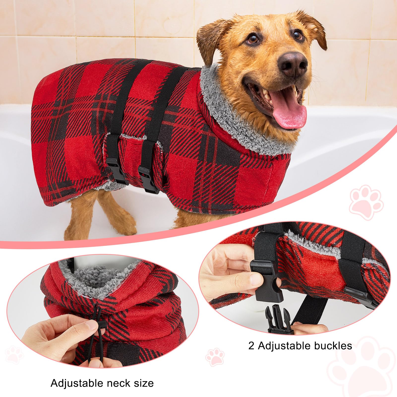 Quick Drying Dog Robe - Super Absorbent Bathrobe Towel, Cute Thickening Bath Supplies, Adjustable Drying Coat, Wearable On Both