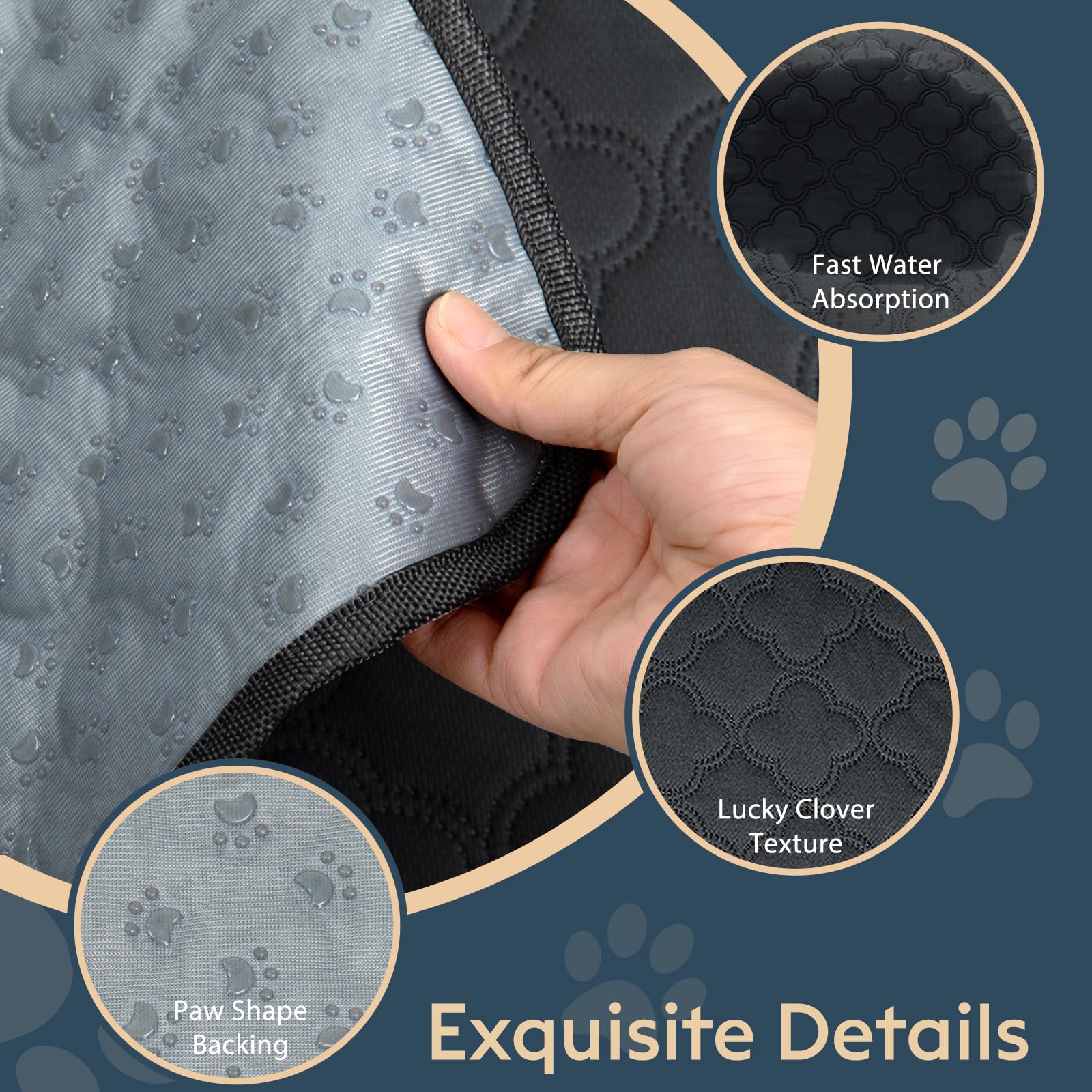 Funfurry Washable Dog Pee Pads - 2 Pack Reusable, Waterproof Puppy Pads, Super Absorbent With Dog Paw Shape Non-Slip Backing (Da
