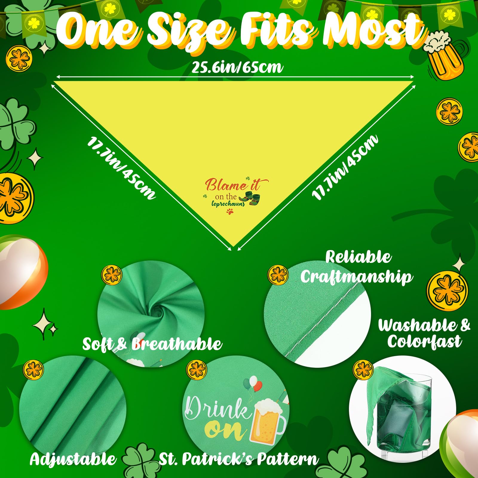 Clysee 100 Pcs St Patrick'S Day Dog Bandana Bulk With Sayings Pet Triangle Scarf Bibs Washable Puppy Kerchief Adjustable Groomin