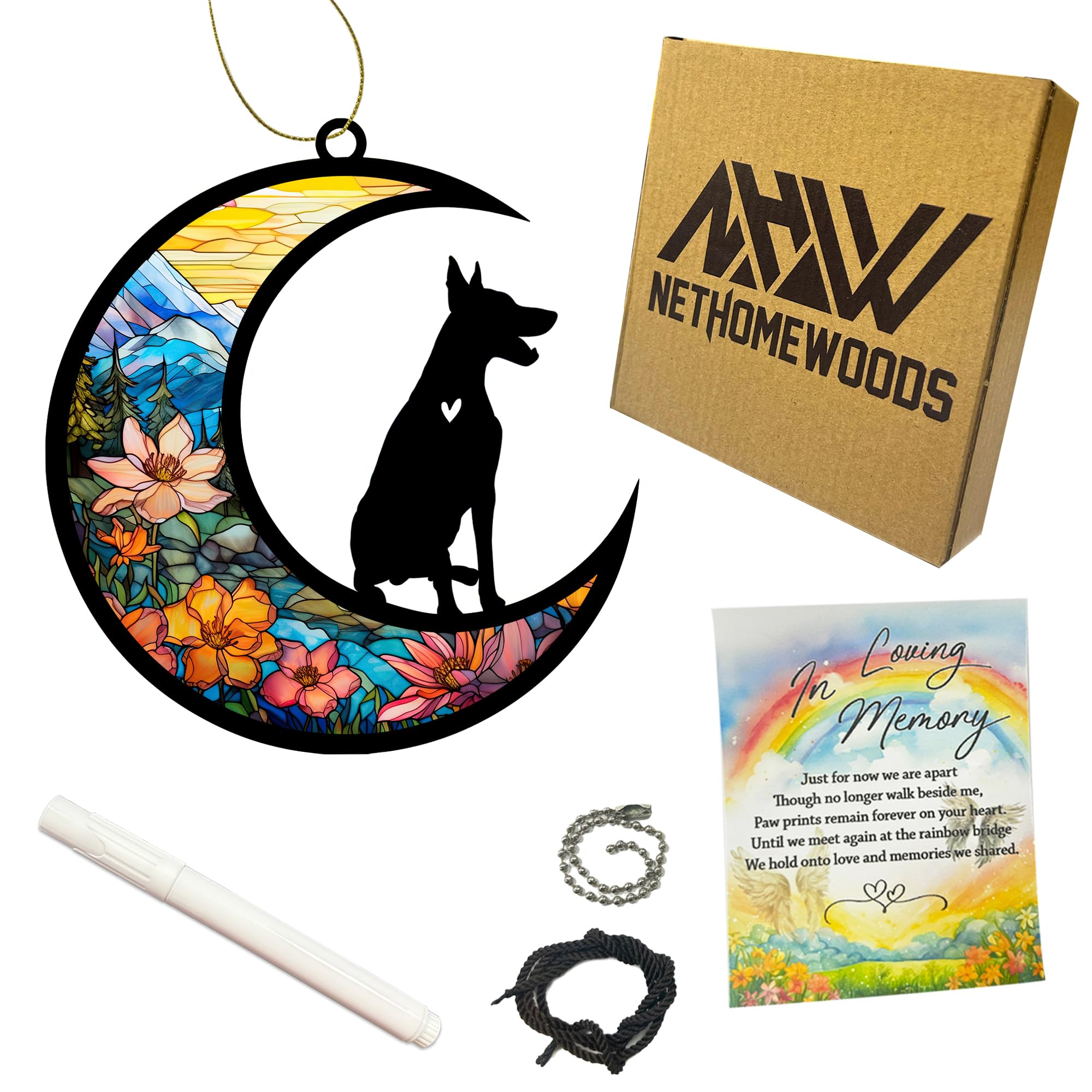 Nethomewoods Doberman Memorial Suncatcher, Personalized Dog Loss Gift With Name & Date, Rainbow Bridge Remembrance For Doberman 