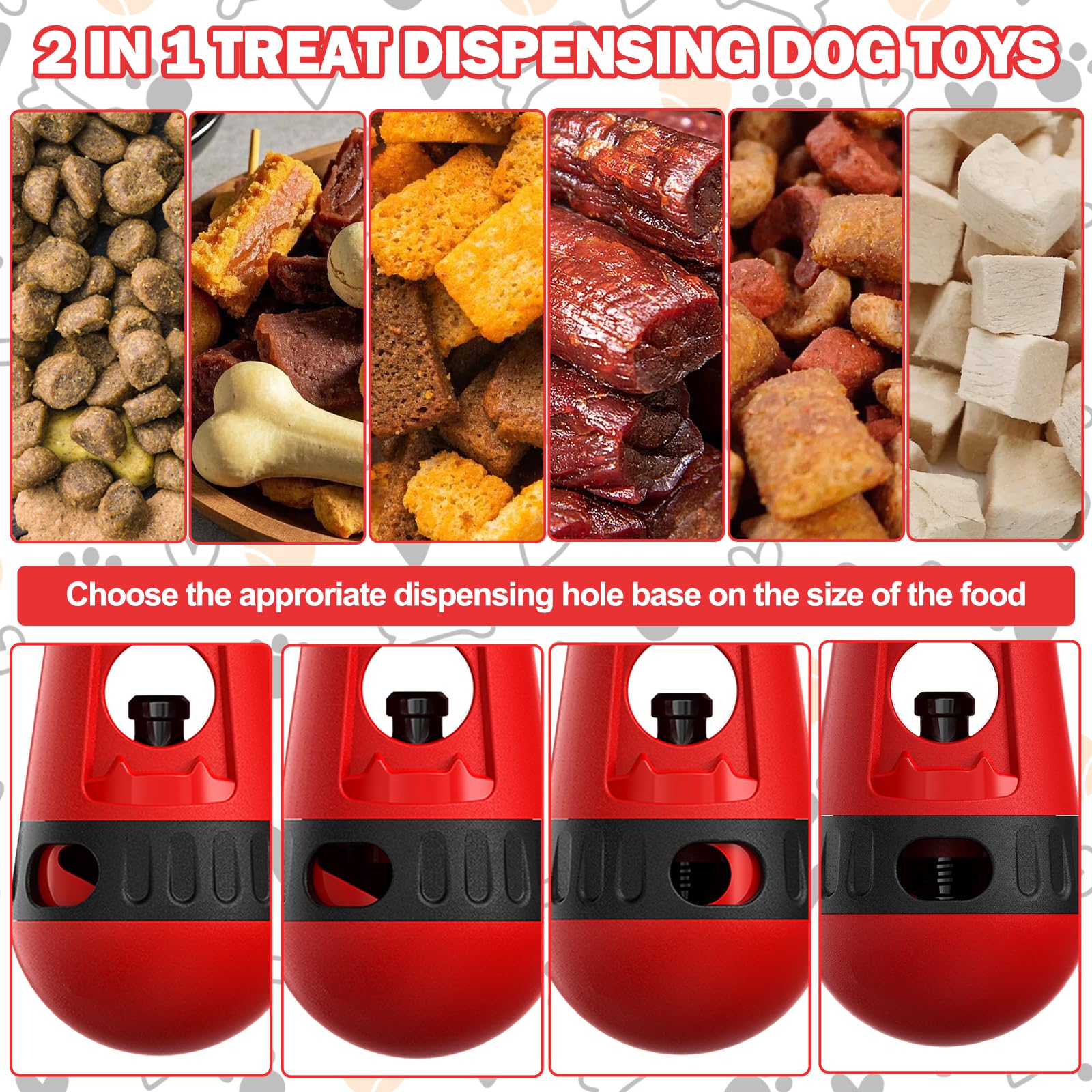 2 In 1 Treat Dispensing Dog Toys, Adjustable Puzzle Feeder Dogs With Bully Stick Holder For Small/Medium/Large Dogs, Interactive