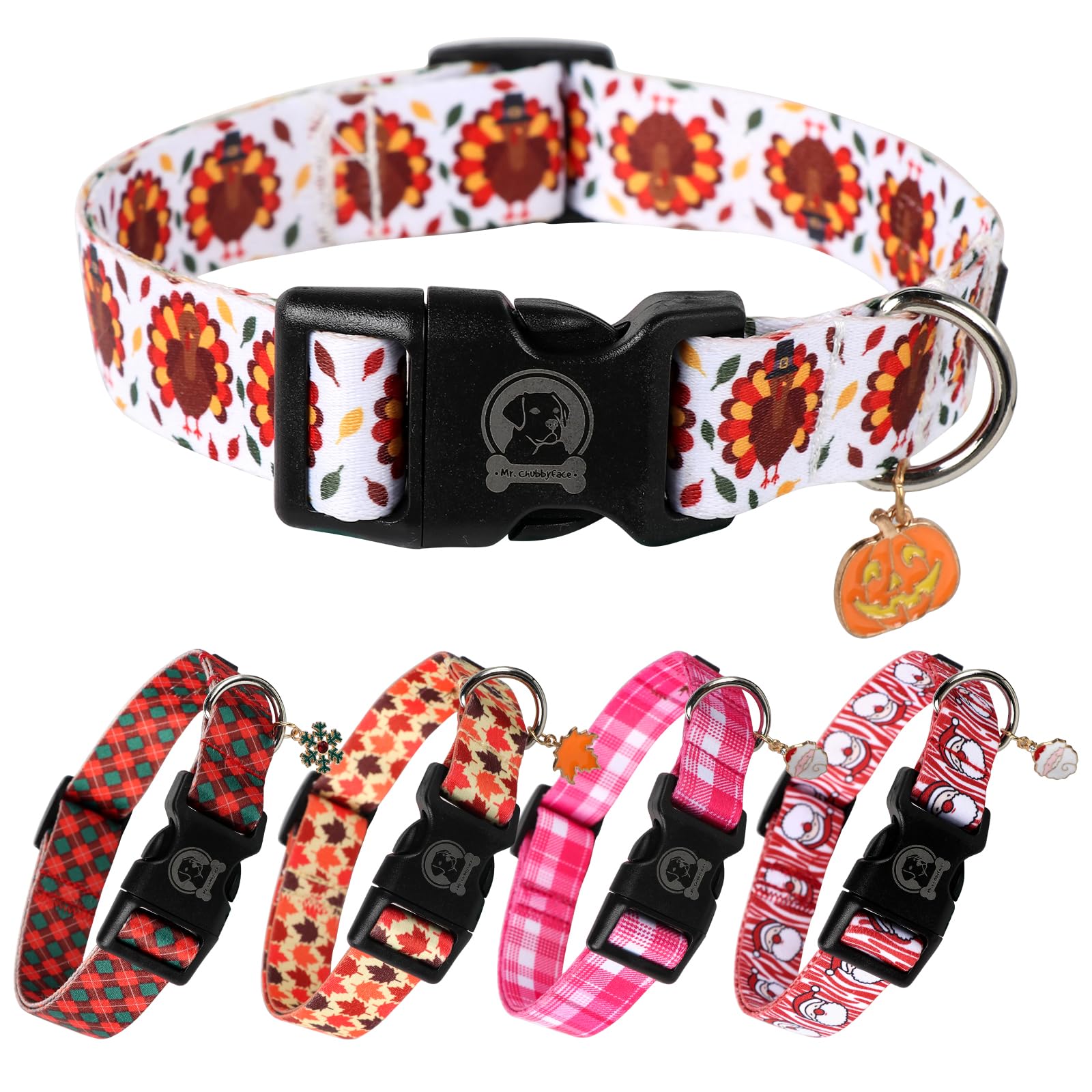 Thanksgiving Day Dog Collar Mr. Chubbyface Adjustable Turkey Pet Collar For Small Medium Large Dogs