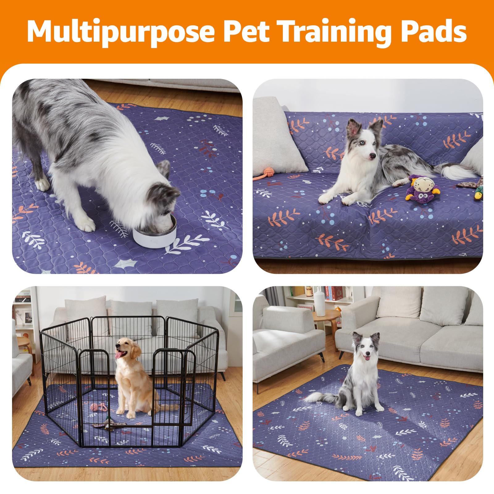 Loobani Pee Pads For Dogs Washable: Large Reusable Puppy Training Pads 36'' X 48'', 2 Pack Absorbent Dog Pee Pads Non-Slip, Wate