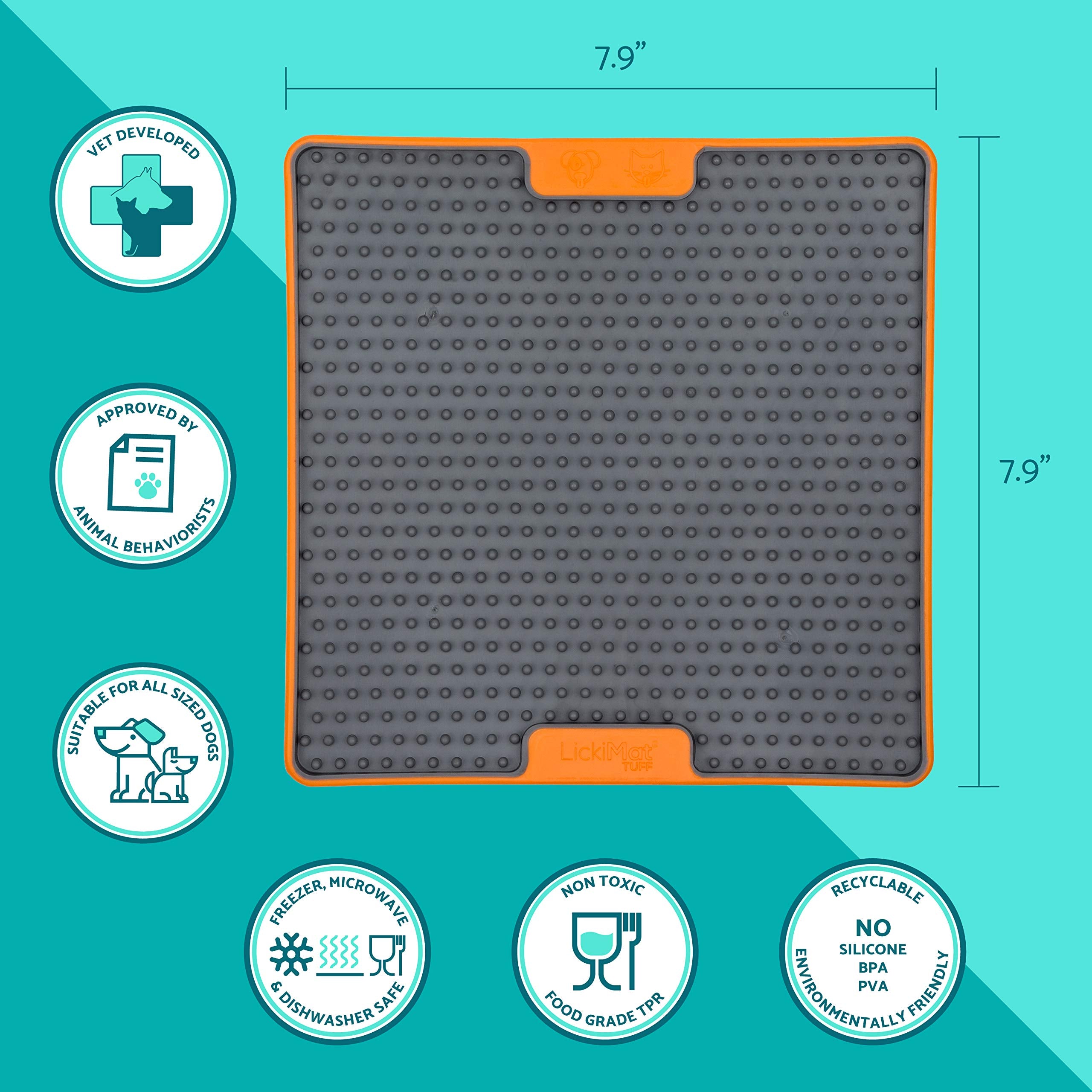 LickiMat Tuff, Heavy-Duty Soother, Dog Slow Feeder Lick Mat, Boredom Anxiety Reducer; Perfect for Food, Treats, Yogurt, or Peanu